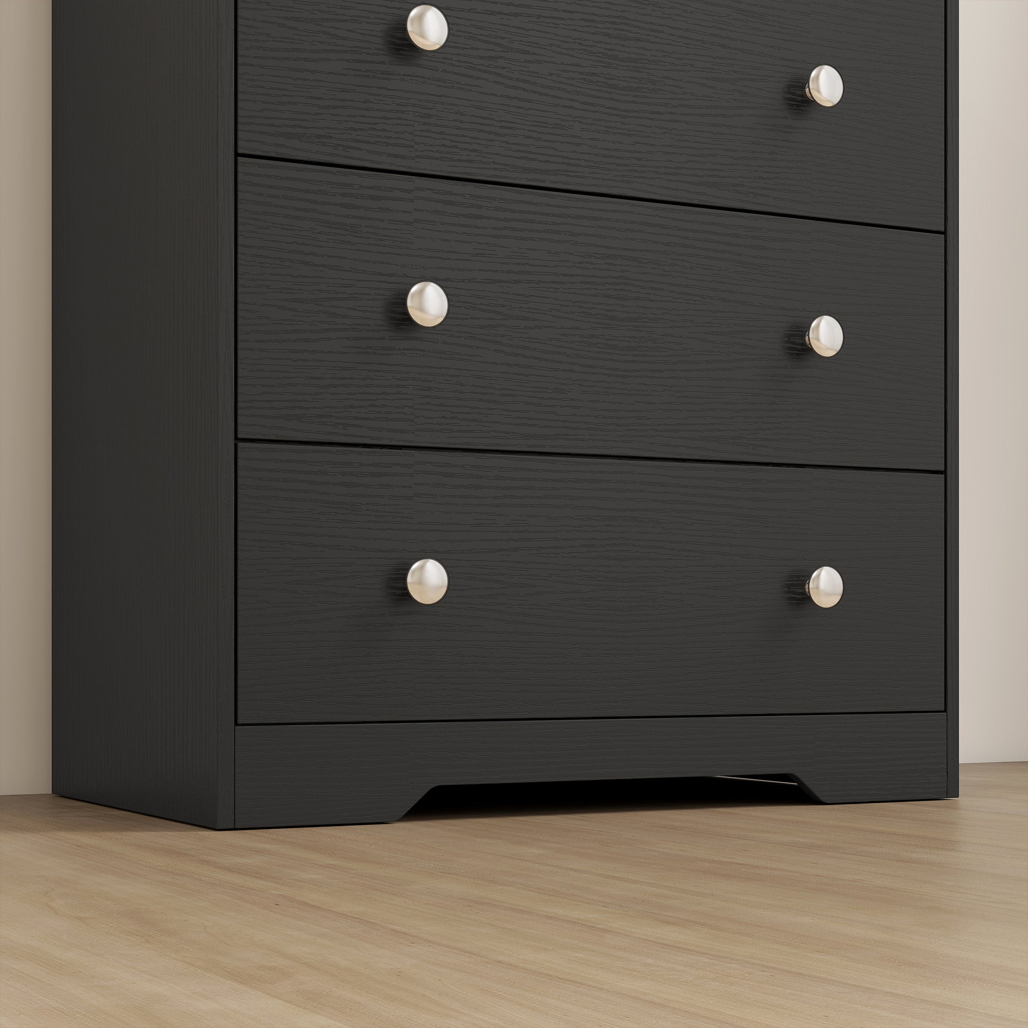 HOMCOM 4 Drawer Chest of Drawers, Modern Dresser for Bedroom, Storage Cabinet for Living Room Entryway, Black Wood Effect