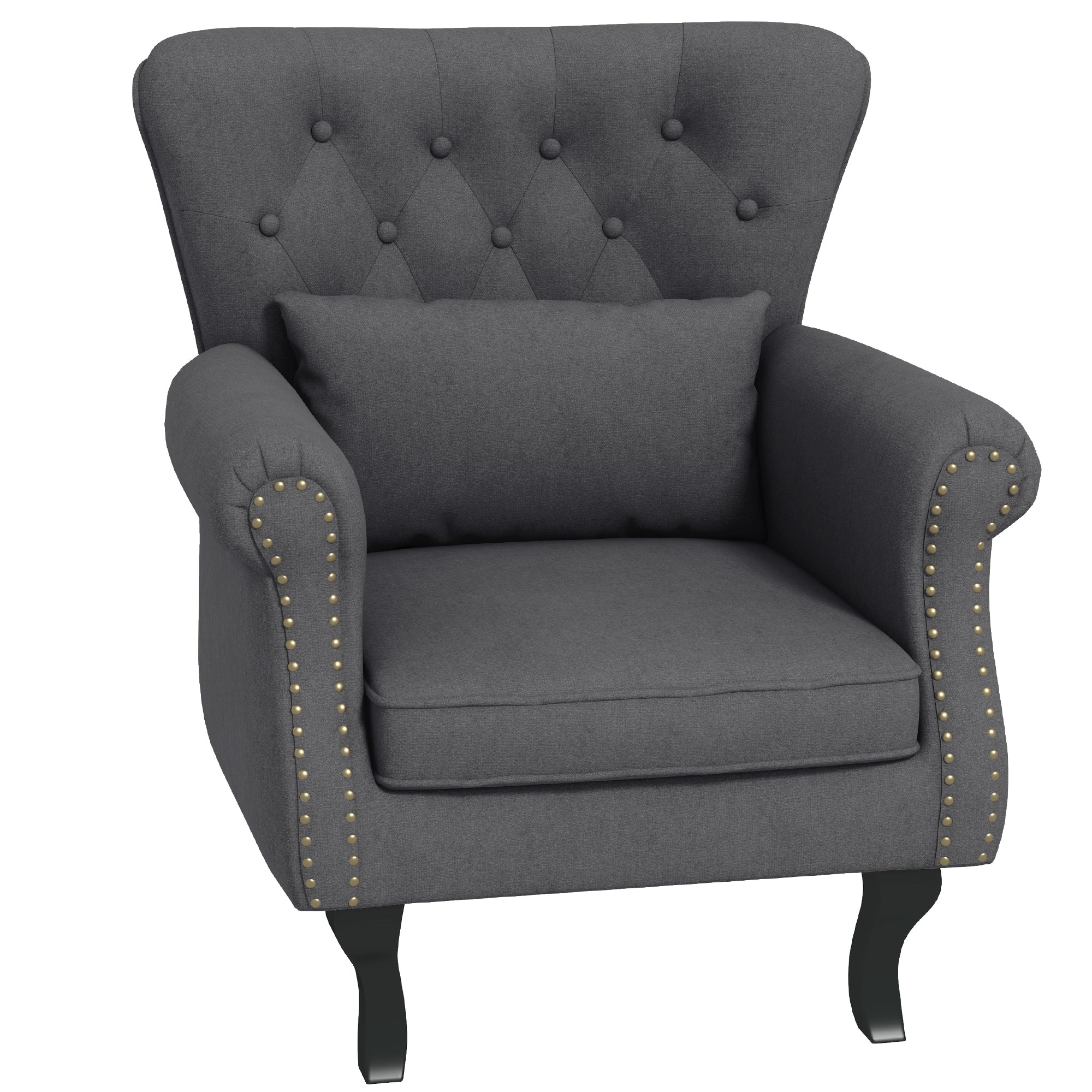 HOMCOM Chesterfield-Style Accent Chair - Grey - North Peak Garden Furniture