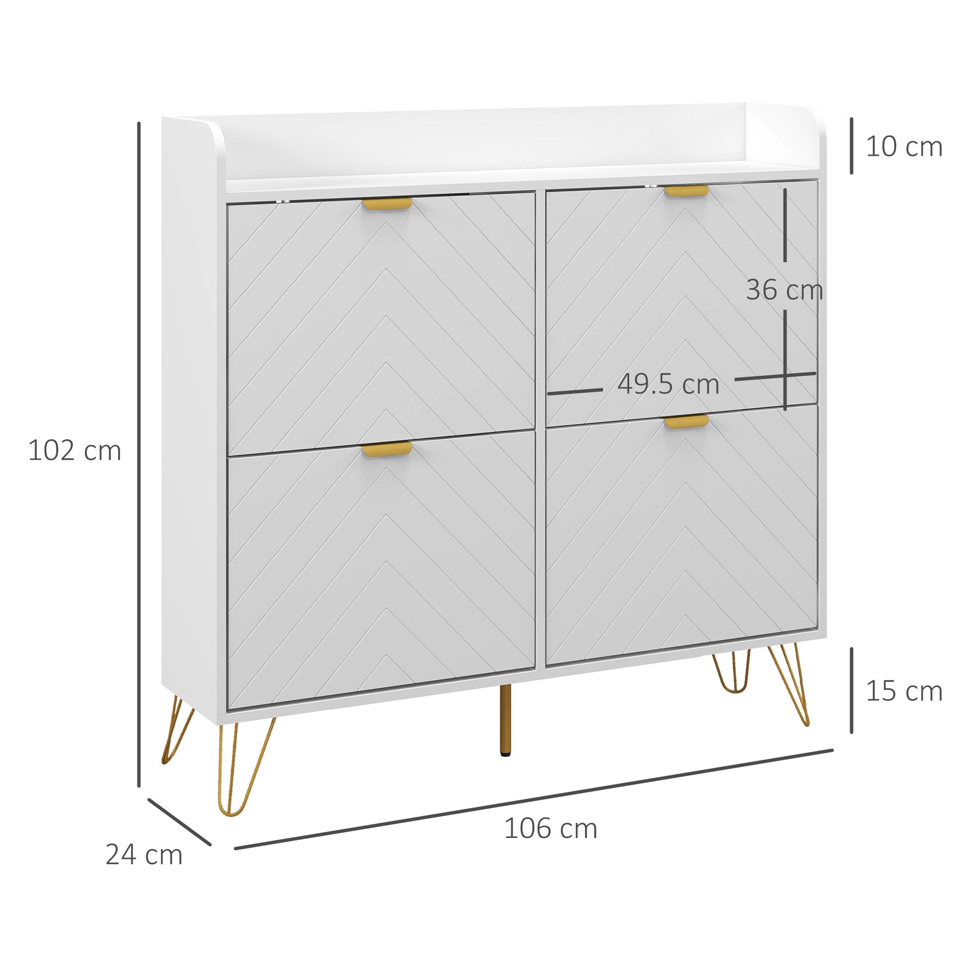 HOMCOM Narrow Shoe Storage Cabinet, Slim Shoe Cupboard with 4 Flip Drawers, Adjustable Shelf, Shoe Rack for 16 Pairs of Shoes - North Peak Garden Furniture