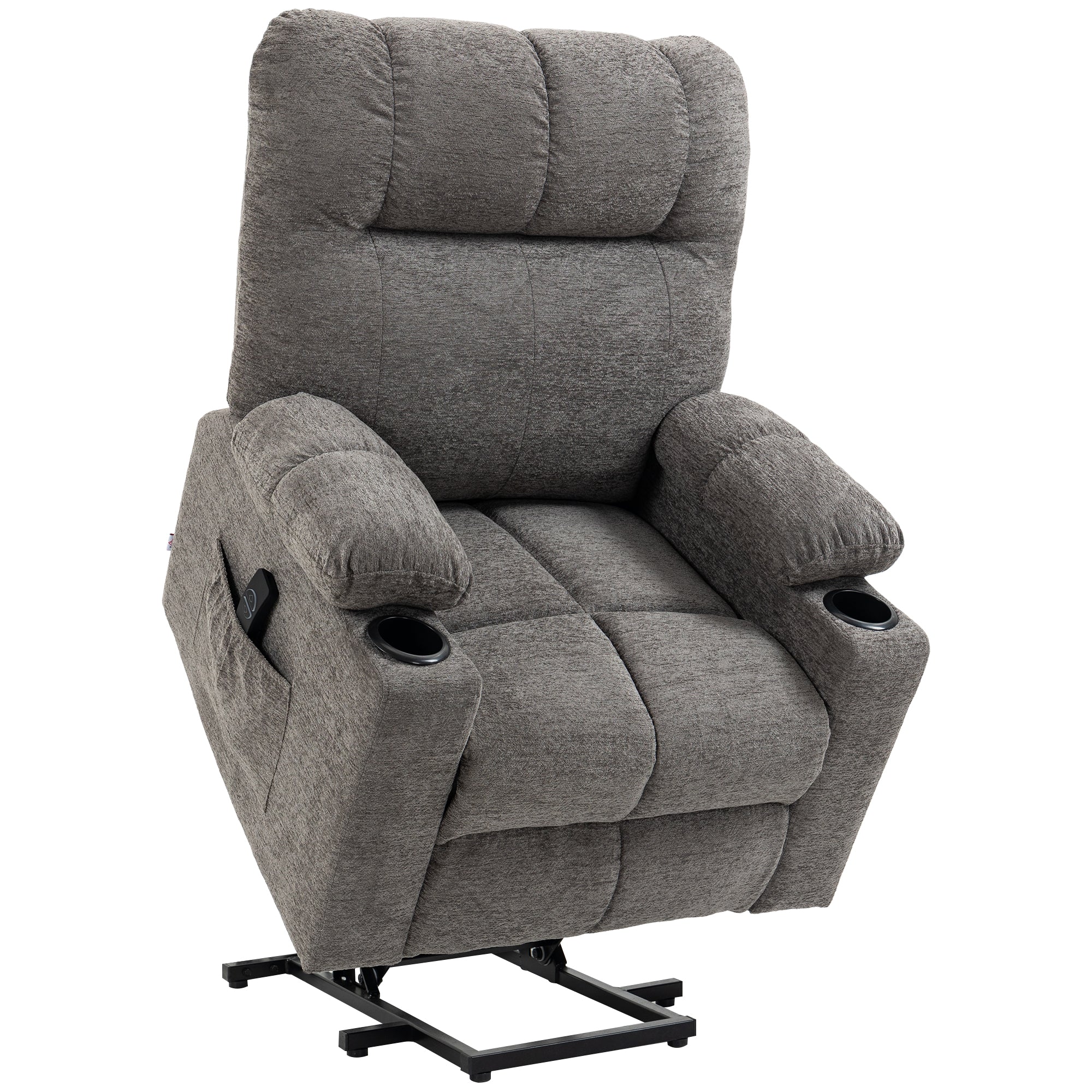 HOMCOM Electric Riser and Recliner Chair for Elderly, Power Lift Recliner Chair with Remote Control, Grey - North Peak Garden Furniture