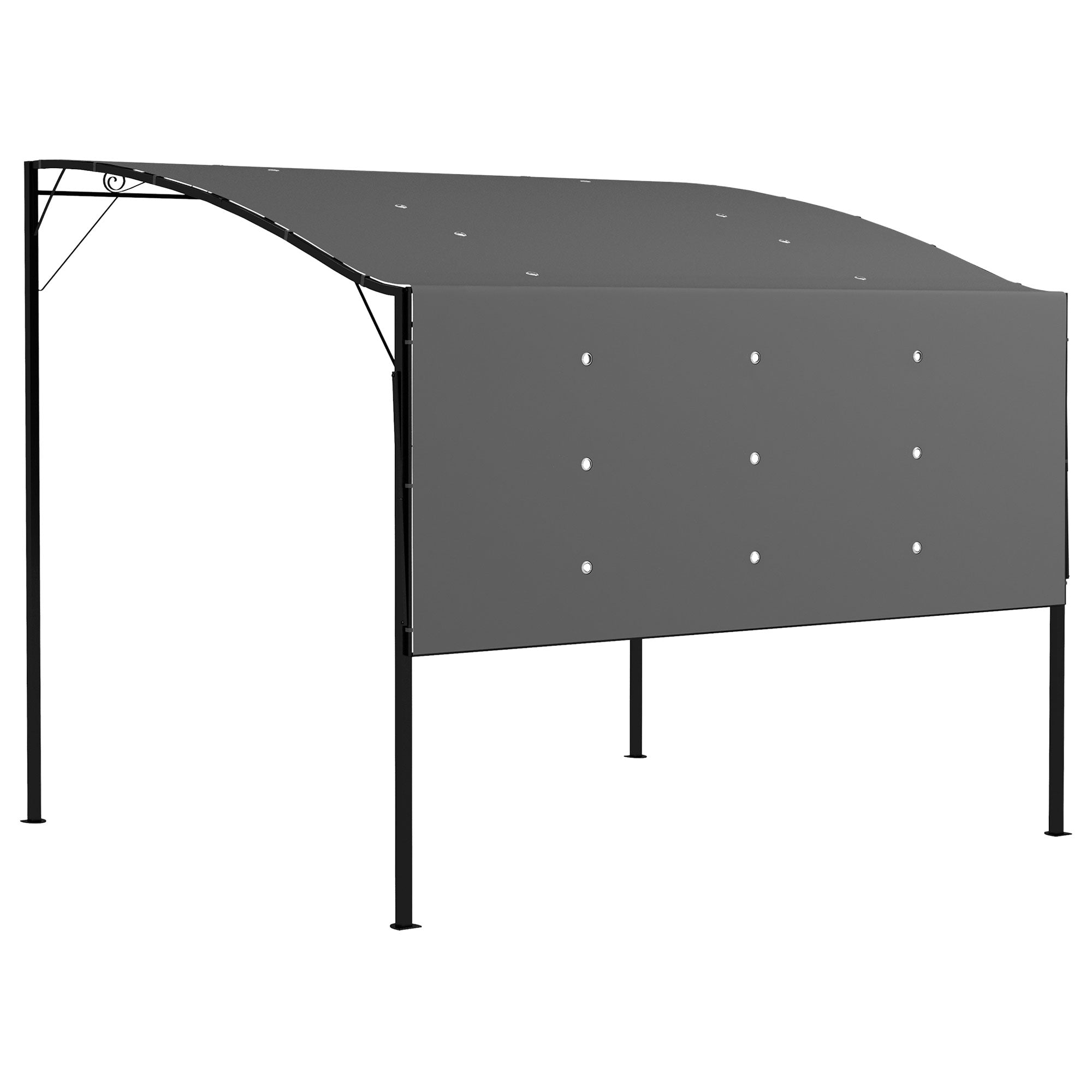 Outsunny 3 x 2.5m Patio Metal Gazebo Door Window Awning Wall Mount Metal Outdoor Shelter Charcoal Grey - North Peak Garden Furniture