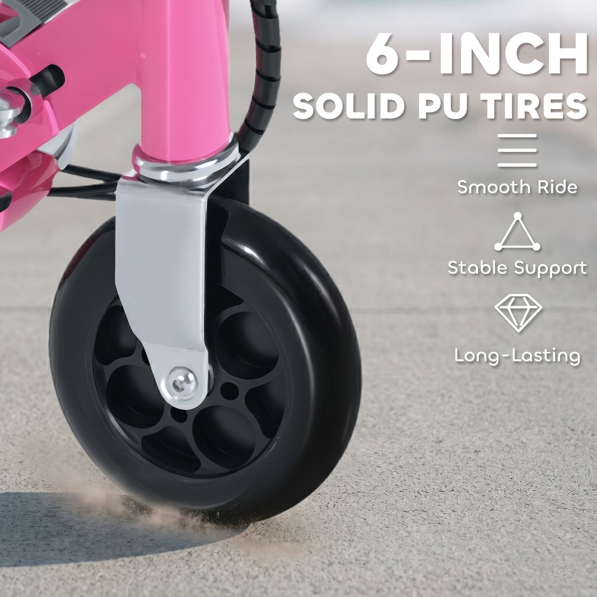 HOMCOM 120W Foldable Powered Scooters with 24V Rechargeable Battery, Adjustable Ride on Toy (Pink)