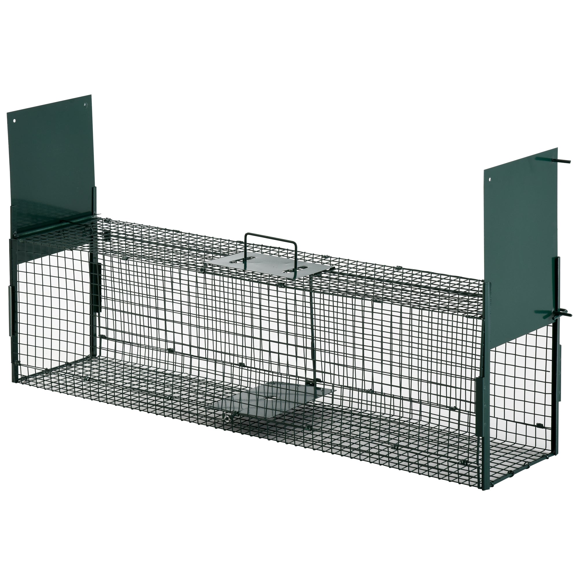 PawHut Two-Door Live Trap for Small Animals, Animal Trap for Rat, Mice, Mink, Rabbit, Raccoon, Squirrel - Dark Green