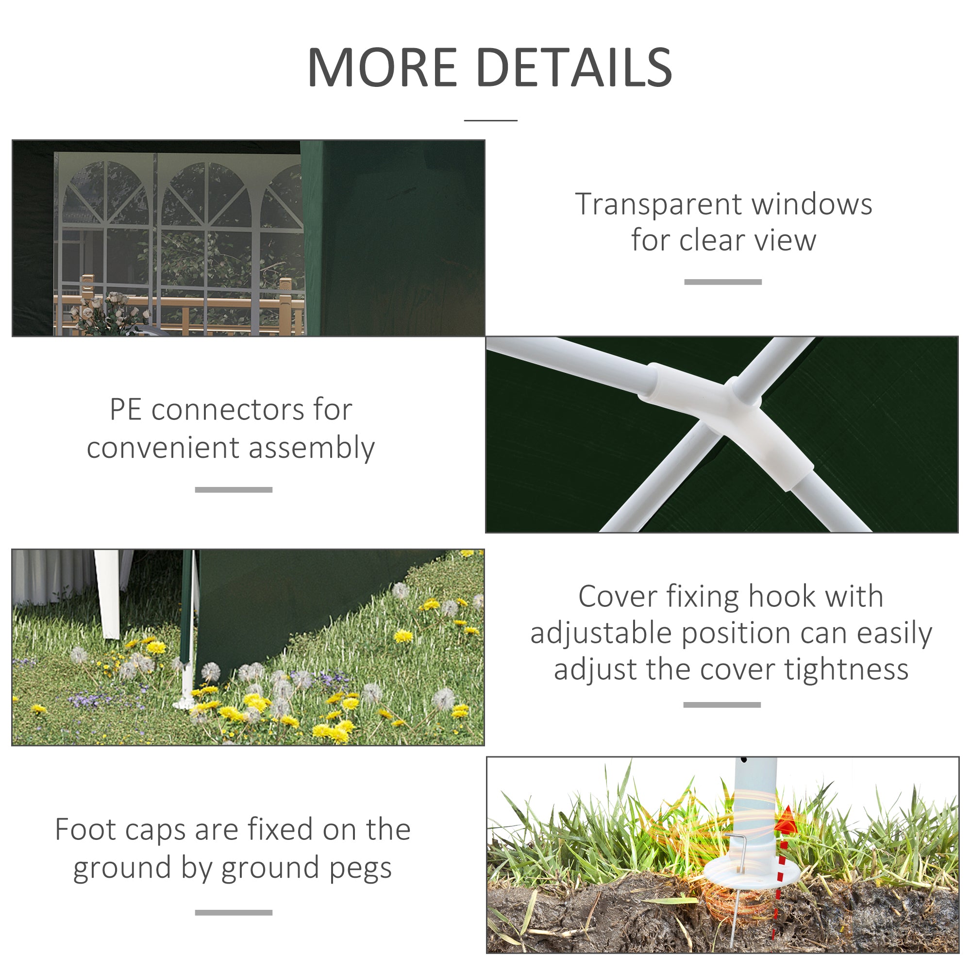 Outsunny 6x3 m Party Tent Gazebo Marquee Outdoor Patio Canopy Shelter with Windows and Side Panels, Green - North Peak Garden Furniture