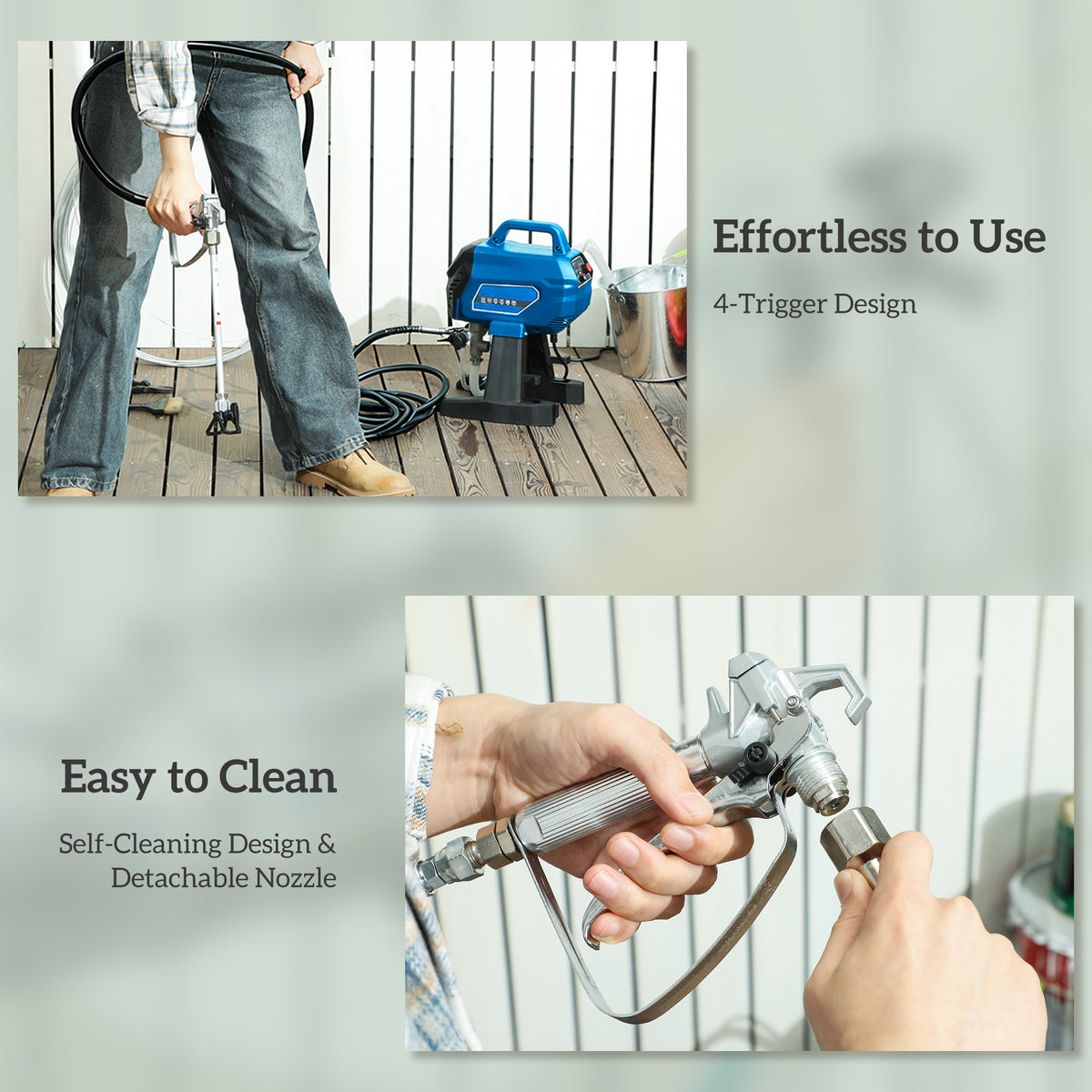 HOMCOM Airless Paint Sprayer, Thinning-Free Electric Paint Spray Gun for Walls, Fences & DIY Projects, 200 Bar High Pressure, 1.5L/min Flow Rate, 7.5m Hose, Indoor & Outdoor Use, Dark Blue