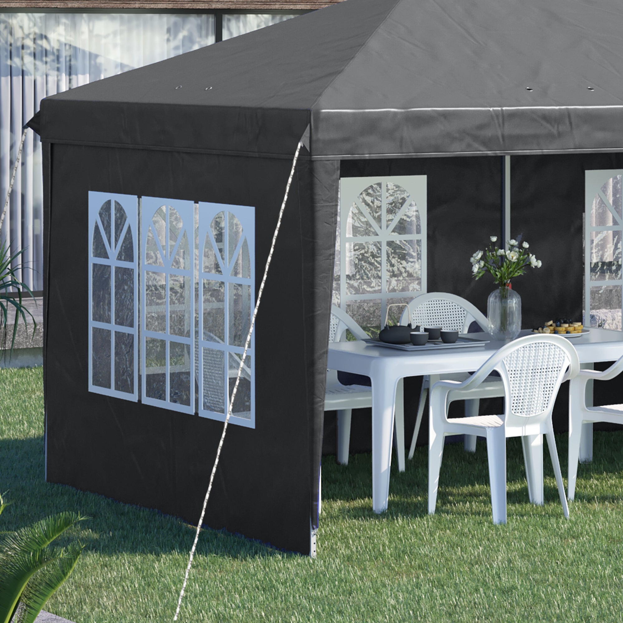 Outsunny 3 x 6m Pop-Up Gazebo, with Removable Walls - Grey - North Peak Garden Furniture