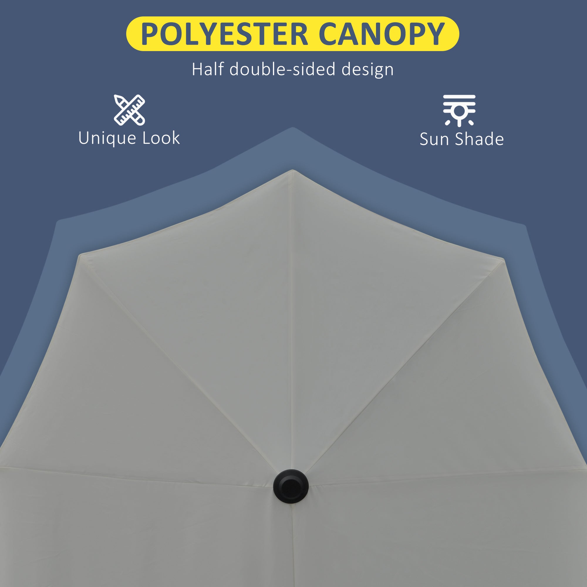 Outsunny 2m Half Parasol Market Umbrella Garden Balcony Parasol with Crank Handle, Base, Double-Sided Canopy, Dark Grey - North Peak Garden Furniture