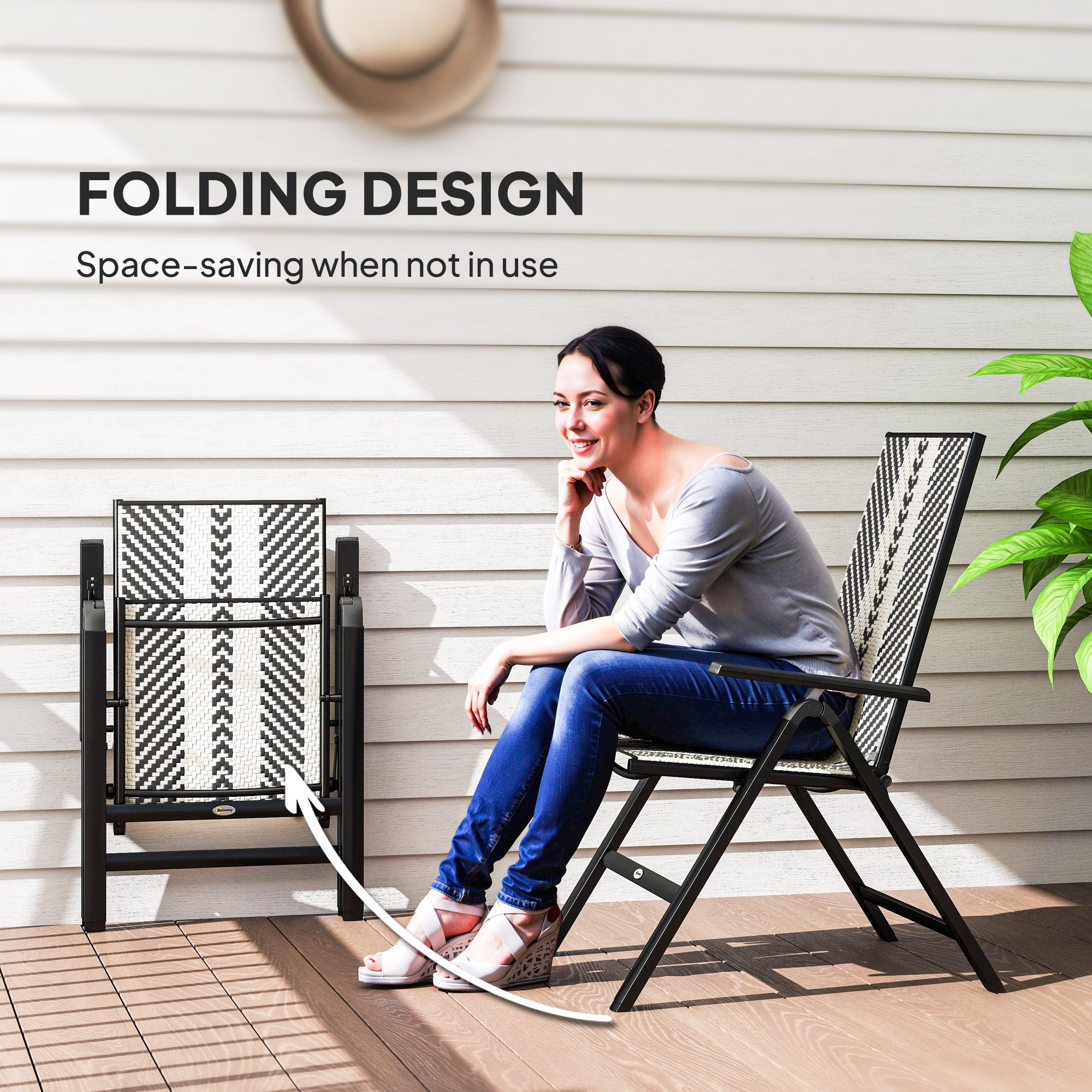Outsunny Rattan Reclining Garden Chairs - Black - North Peak Garden Furniture