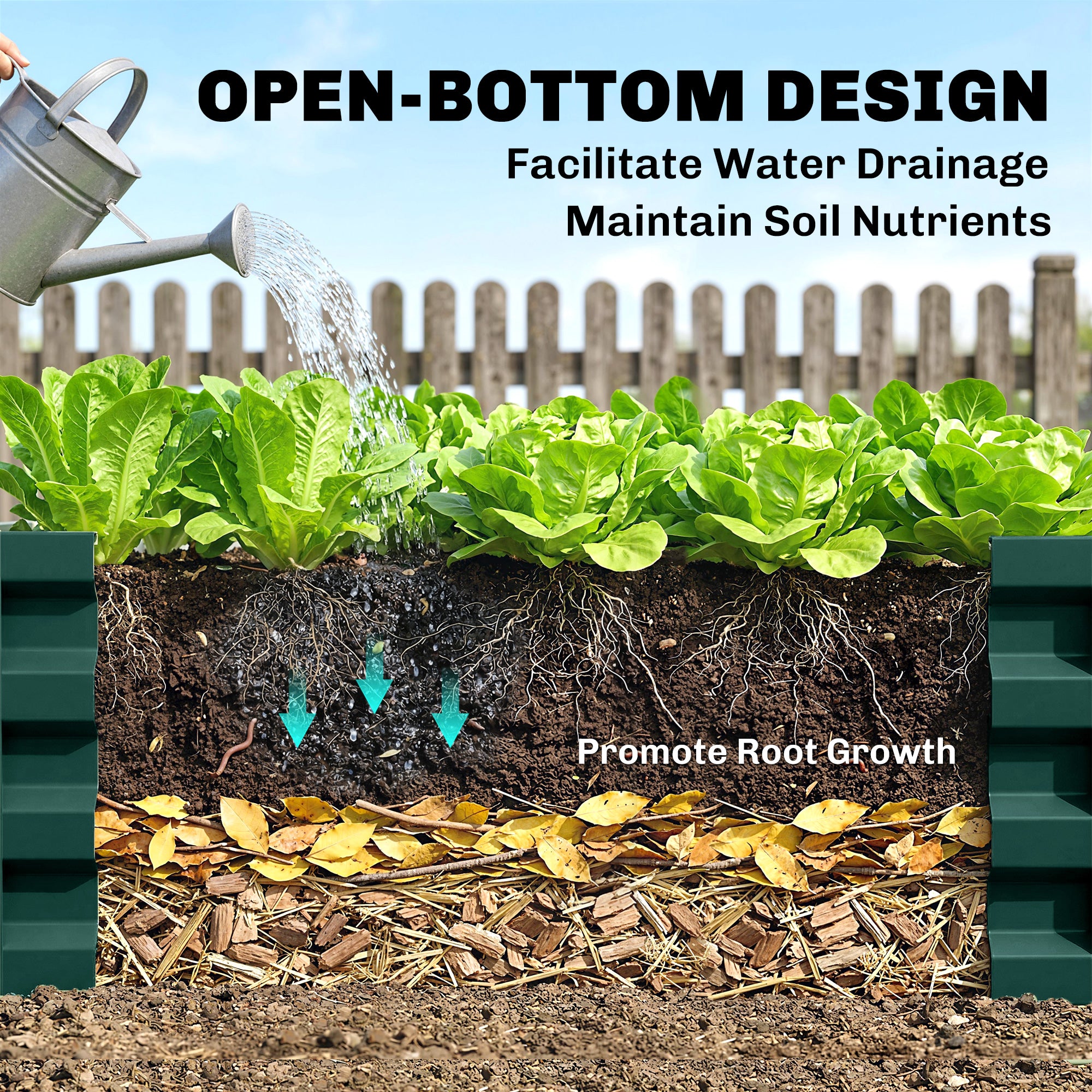 Outsunny Set of 2 Raised Beds for Garden, Galvanised Outdoor Planters for Herbs Vegetables, Use for Patio Balcony, Green