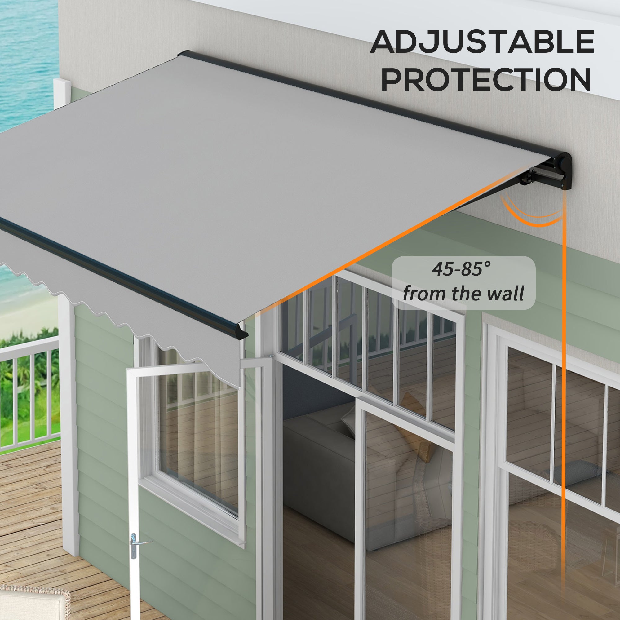 Outsunny 3 x 2m Aluminium Frame Electric Awning, with Remote - Grey/White - North Peak Garden Furniture
