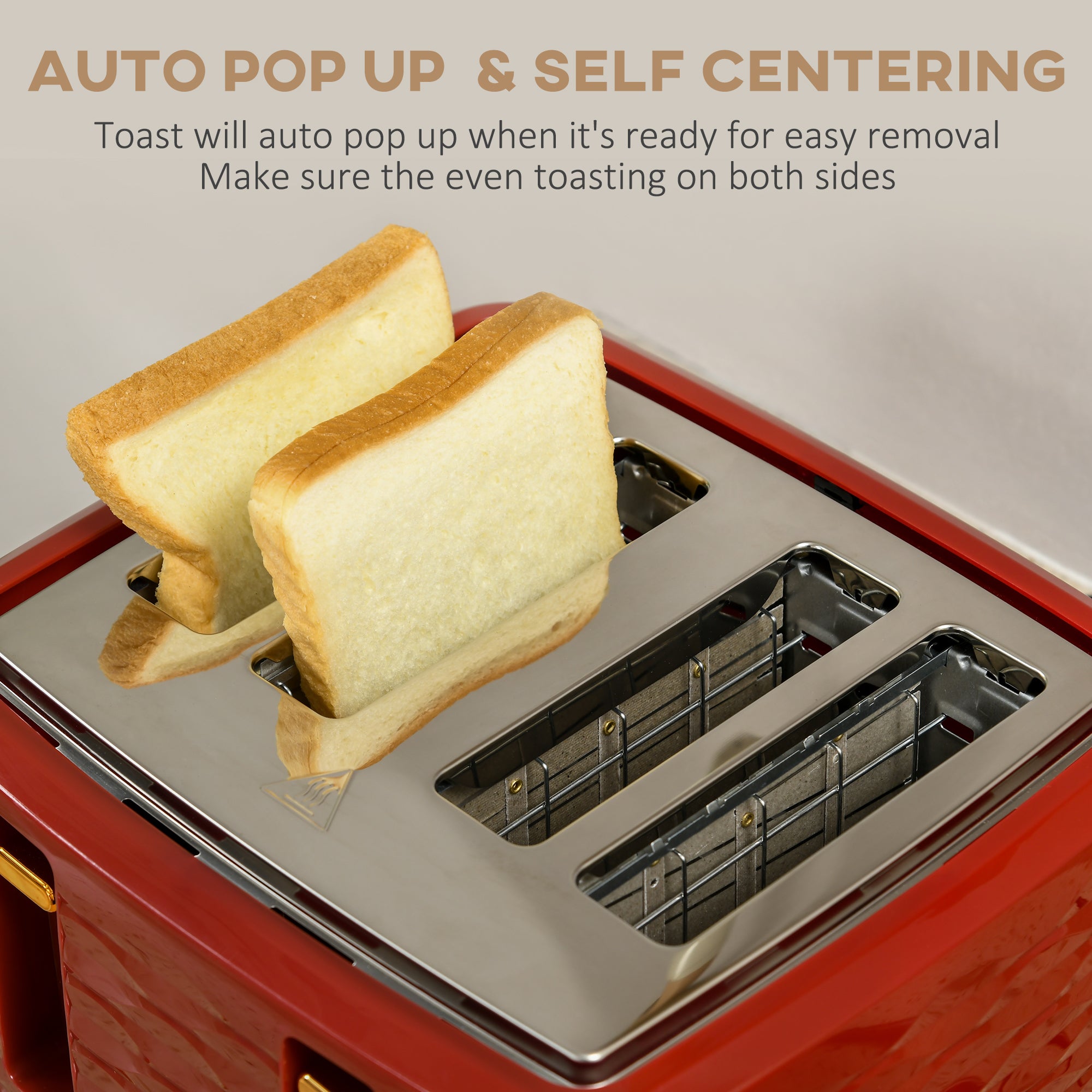 HOMCOM 3000W 1.7L Rapid Boil Kettle & 4 Slice Toaster, Kettle and Toaster Set with 7 Browning Controls and Crumb Tray, Red - North Peak Garden Furniture