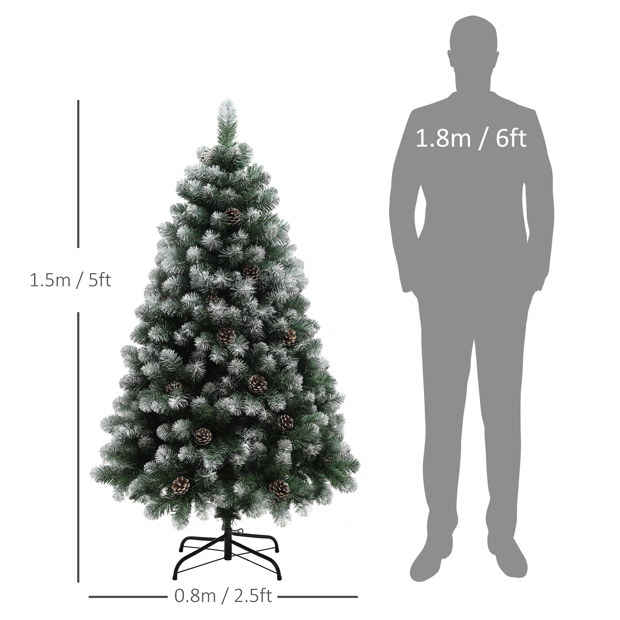 HOMCOM 5ft Snow-Dipped Artificial Pine Christmas Tree - North Peak Garden Furniture