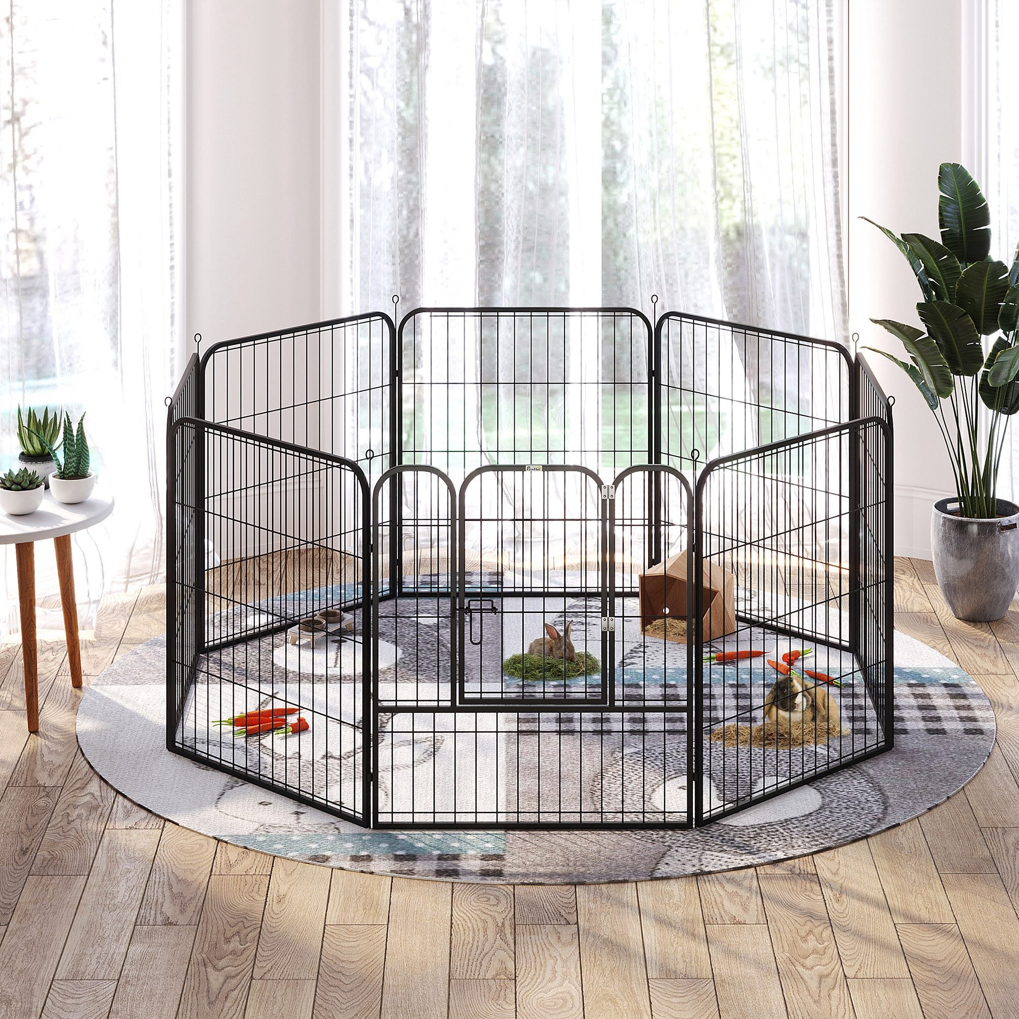 PawHut 8 Panels Heavy Duty Puppy Playpen, for Small and Medium Dogs, Indoor and Outdoor Use - Black - North Peak Garden Furniture