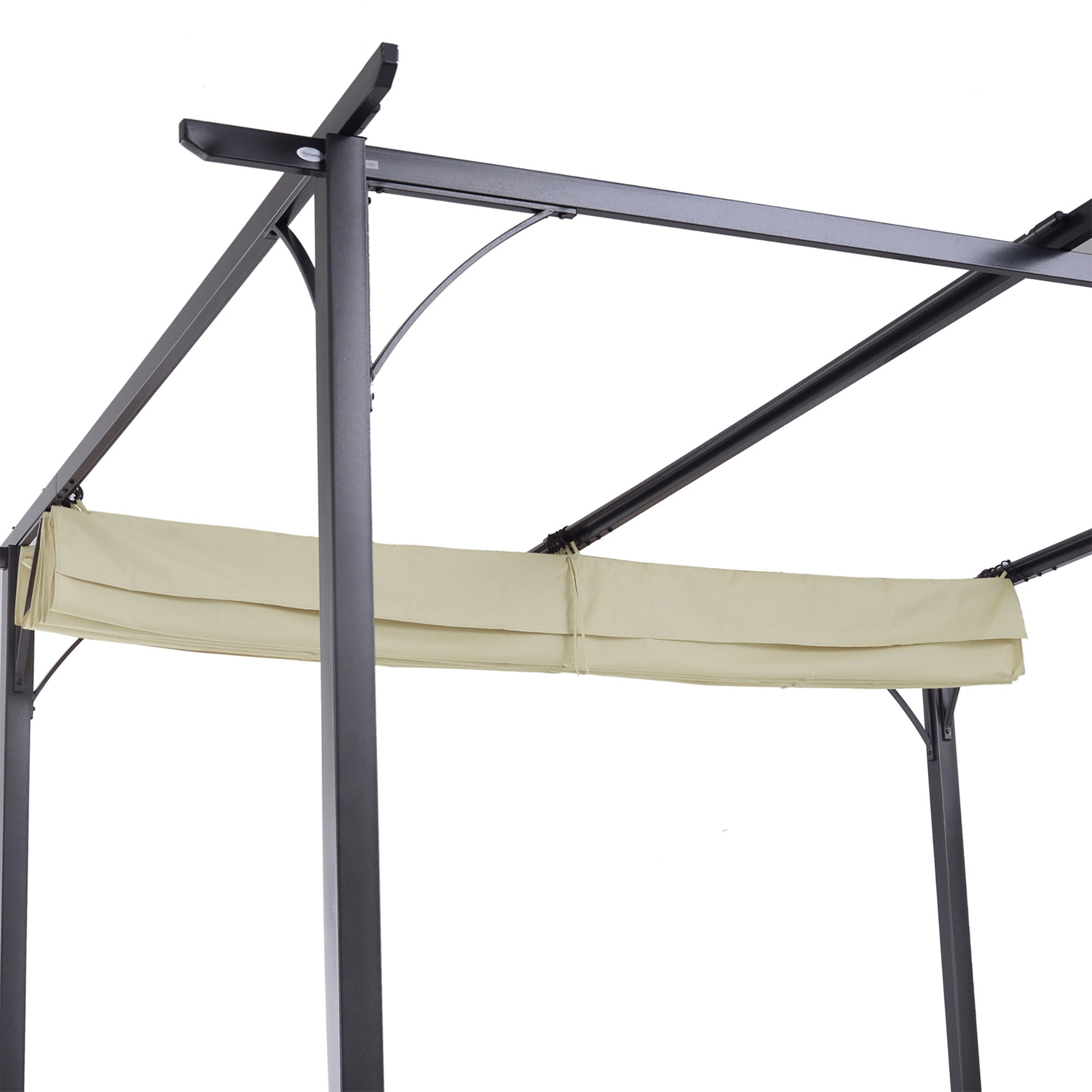 Outsunny 3 x 3(m) Metal Pergola with Retractable Roof, Garden Gazebo Metal Pergola Canopy. Outdoor Sun Shade Shelter for Party BBQ, Beige - North Peak Garden Furniture