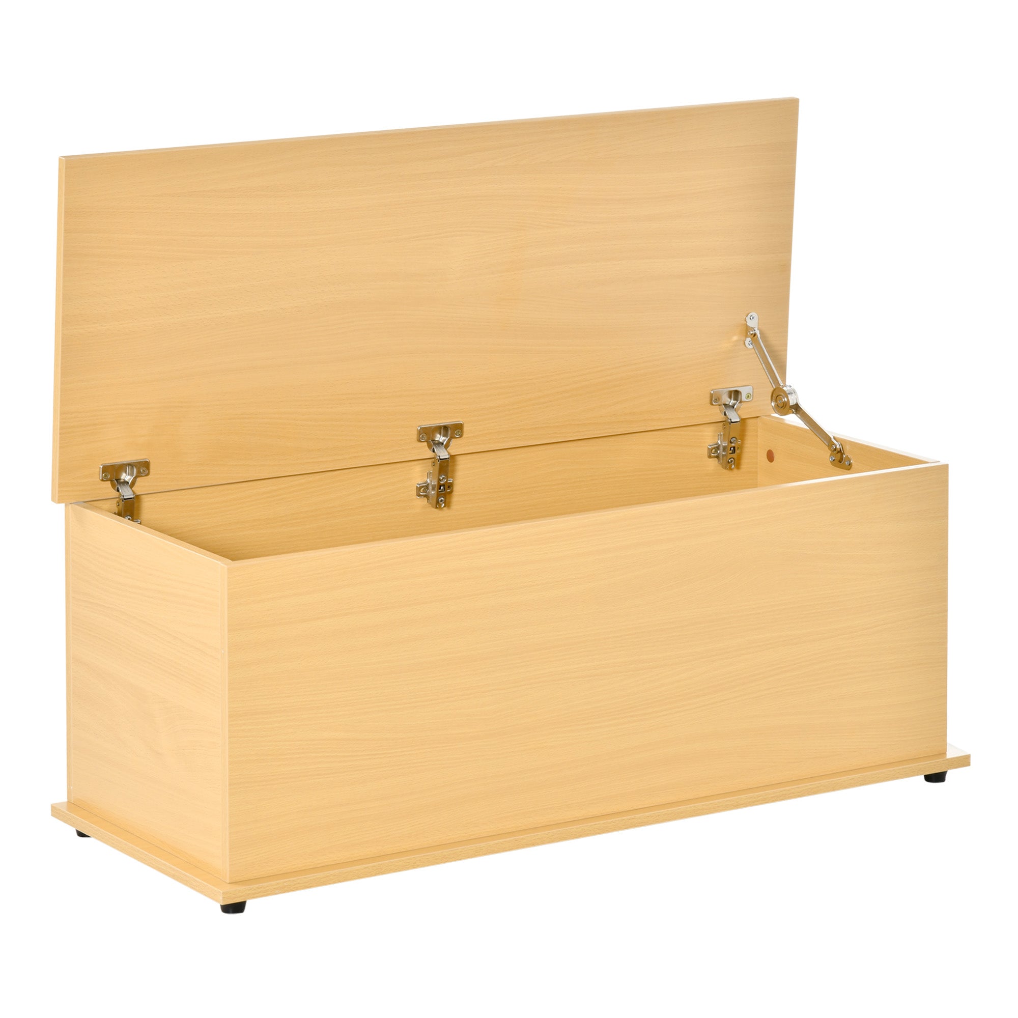 HOMCOM Wooden Storage Box Clothes Toy Chest Bench Seat Ottoman Bedding Blanket Trunk Container with Lid - Burlywood - North Peak Garden Furniture