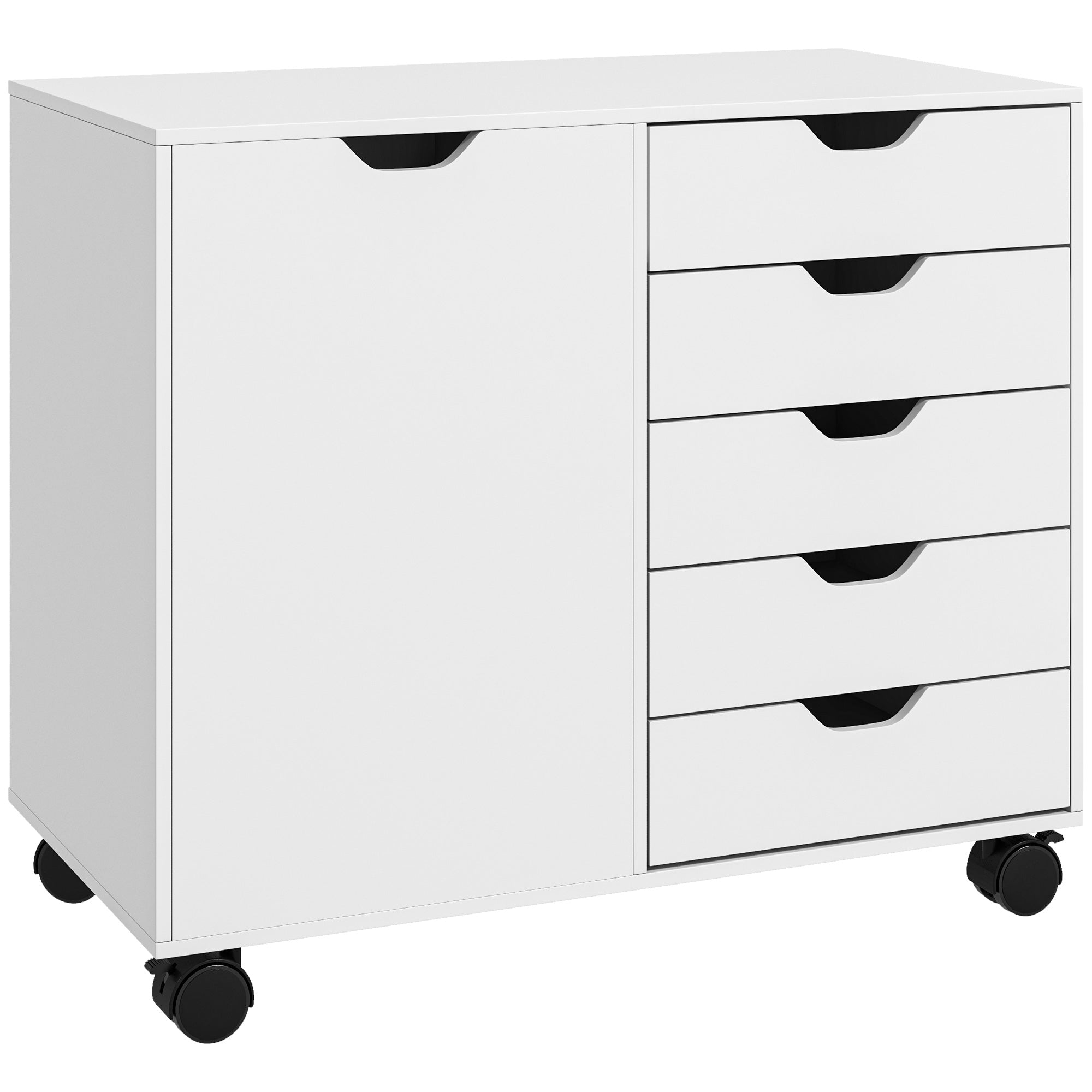 HOMCOM Multi-Storage Mobile Office Storage Cabinet - White - North Peak Garden Furniture