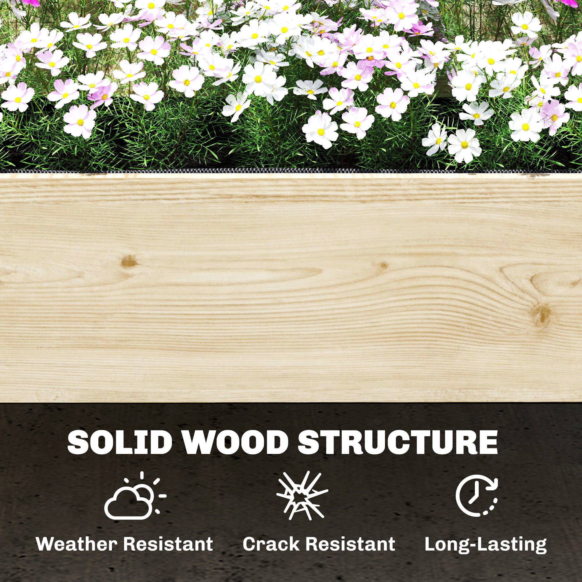 Outsunny Raised Garden Bed 2-Tier Stepped Design Planter Box with Trellis for Climbing Plants 108x62x120 cm