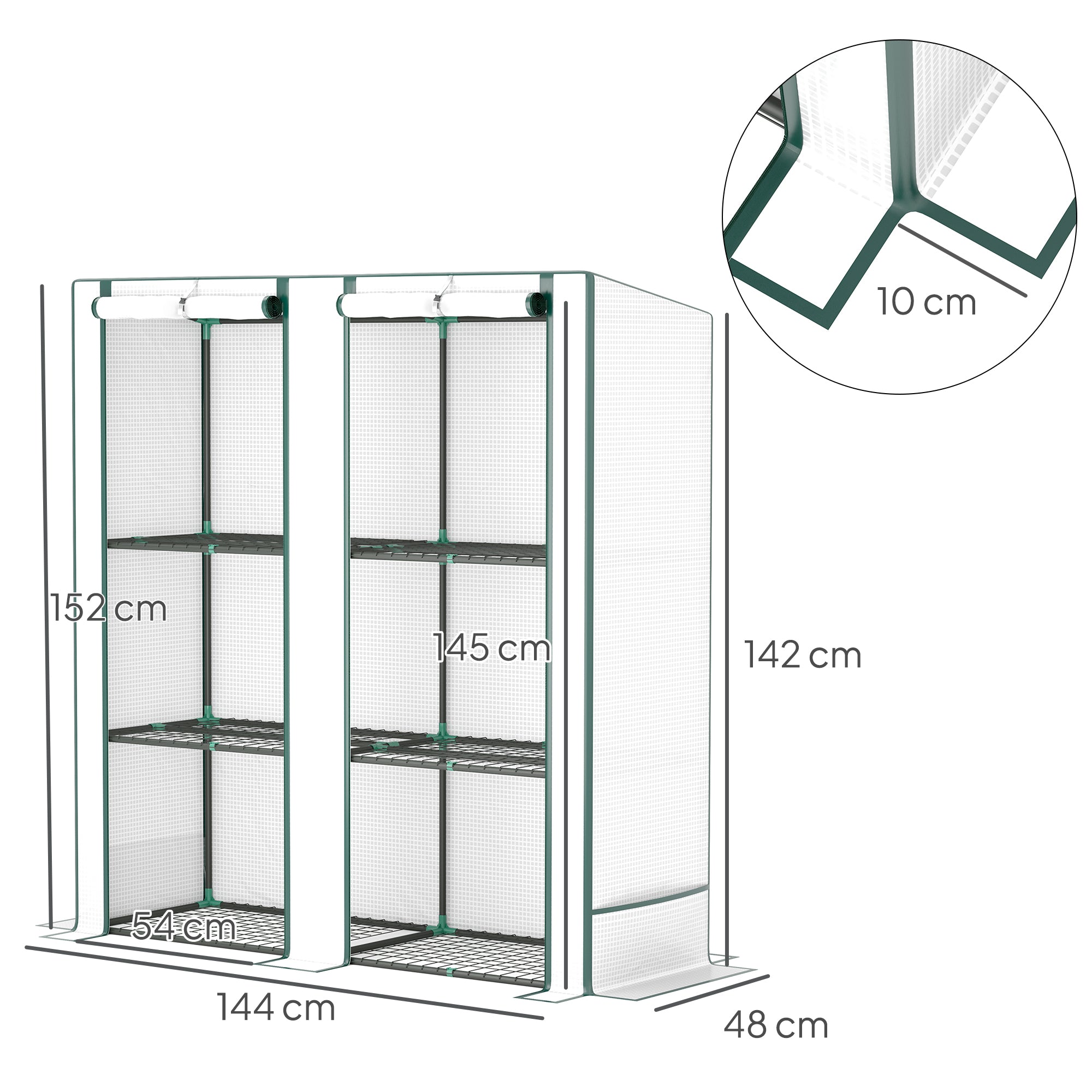 Outsunny Three-Tier Mini Greenhouse - White