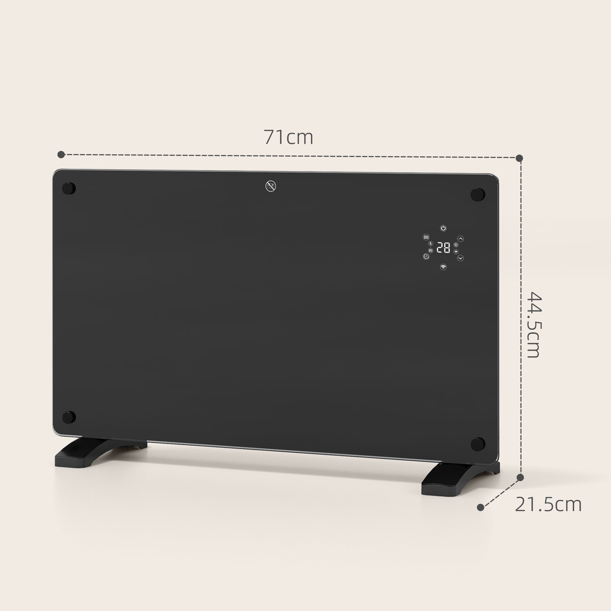 HOMCOM Electric Heater Wifi Smart App, 1500W Glass Panel Heater Radiator, Freestanding or Wall Mounted Convector Space Heater with LED Display, 24Hr 7 Day Timer, Adjustable Thermostat, Remote Control