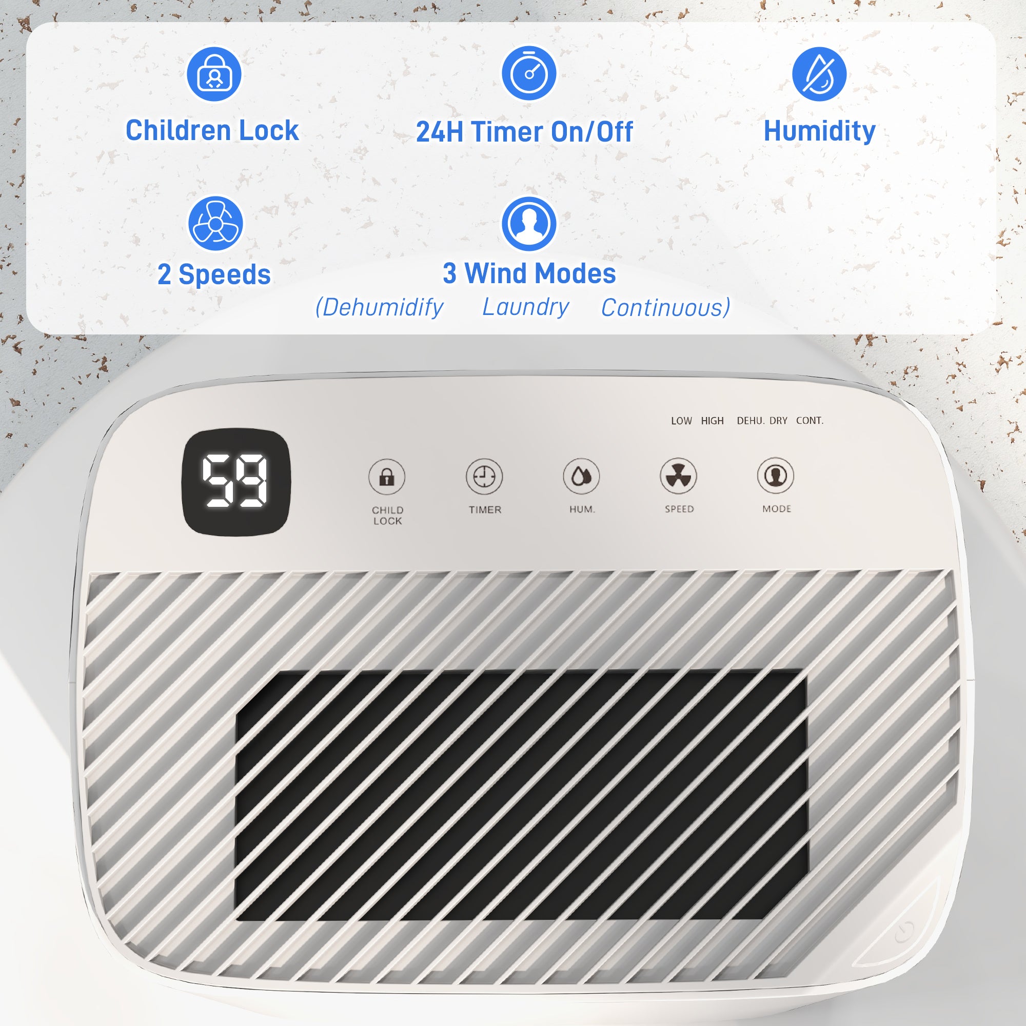 HOMCOM 20L/Day Dehumidifier, with Filter - White - North Peak Garden Furniture