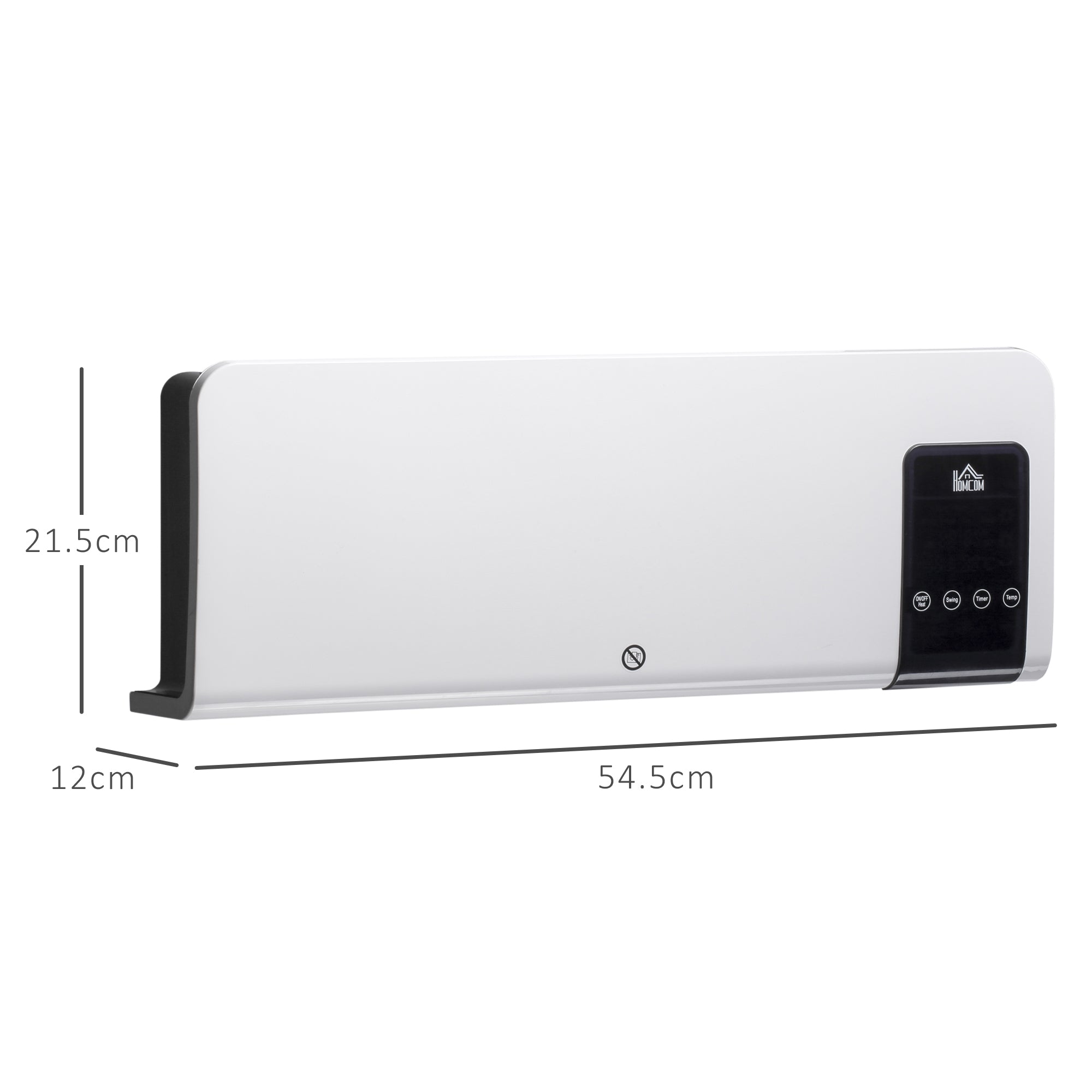 HOMCOM 2000W Wall-Mounted Heater, 18-45°C Temperature, White