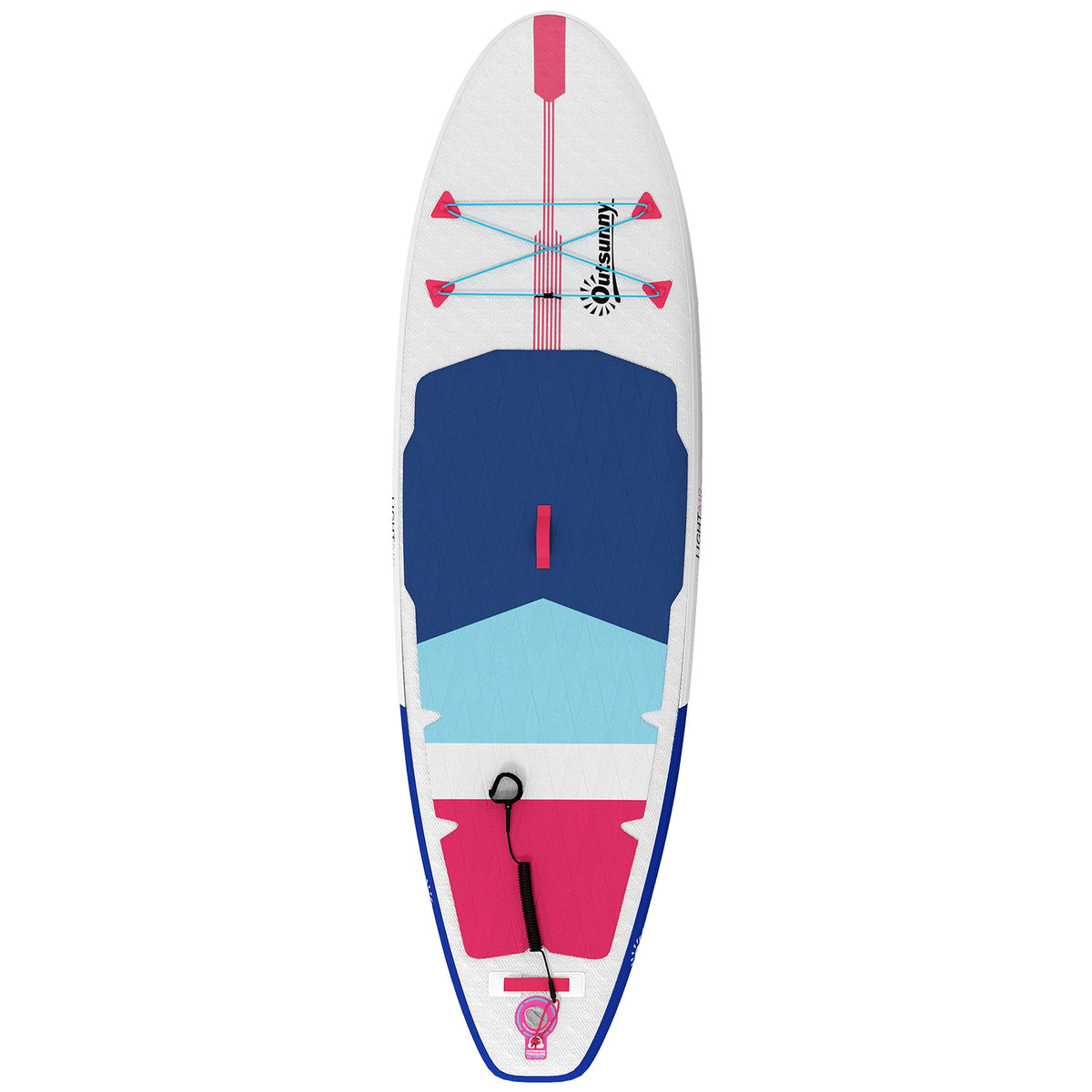 Outsunny Inflatable Stand Up Paddle Board, 305x89x15cm Extra-Wide SUP with Non-Slip EVA Deck, Adj Aluminum Paddle