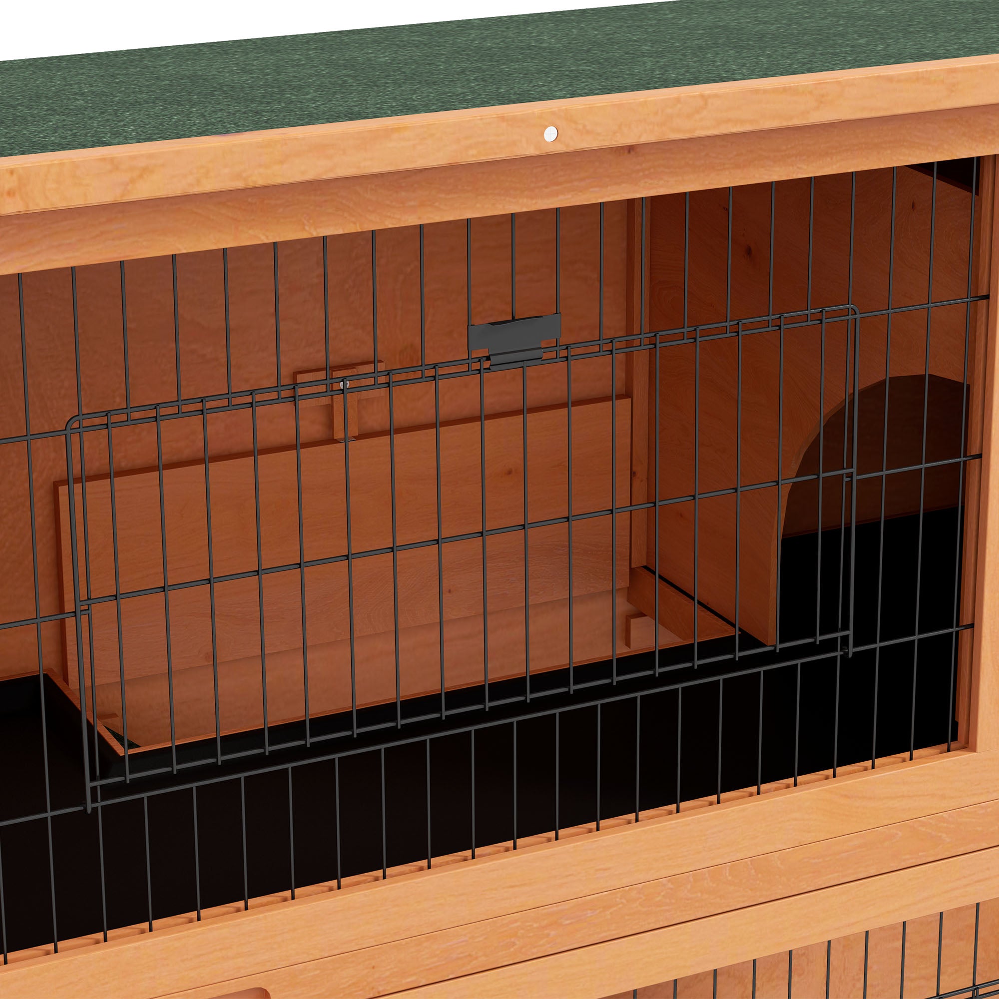 PawHut Two-Tier Antiseptic Wood Rabbit Hutch, 92cm Guinea Pig Hutch with Run - Orange - North Peak Garden Furniture