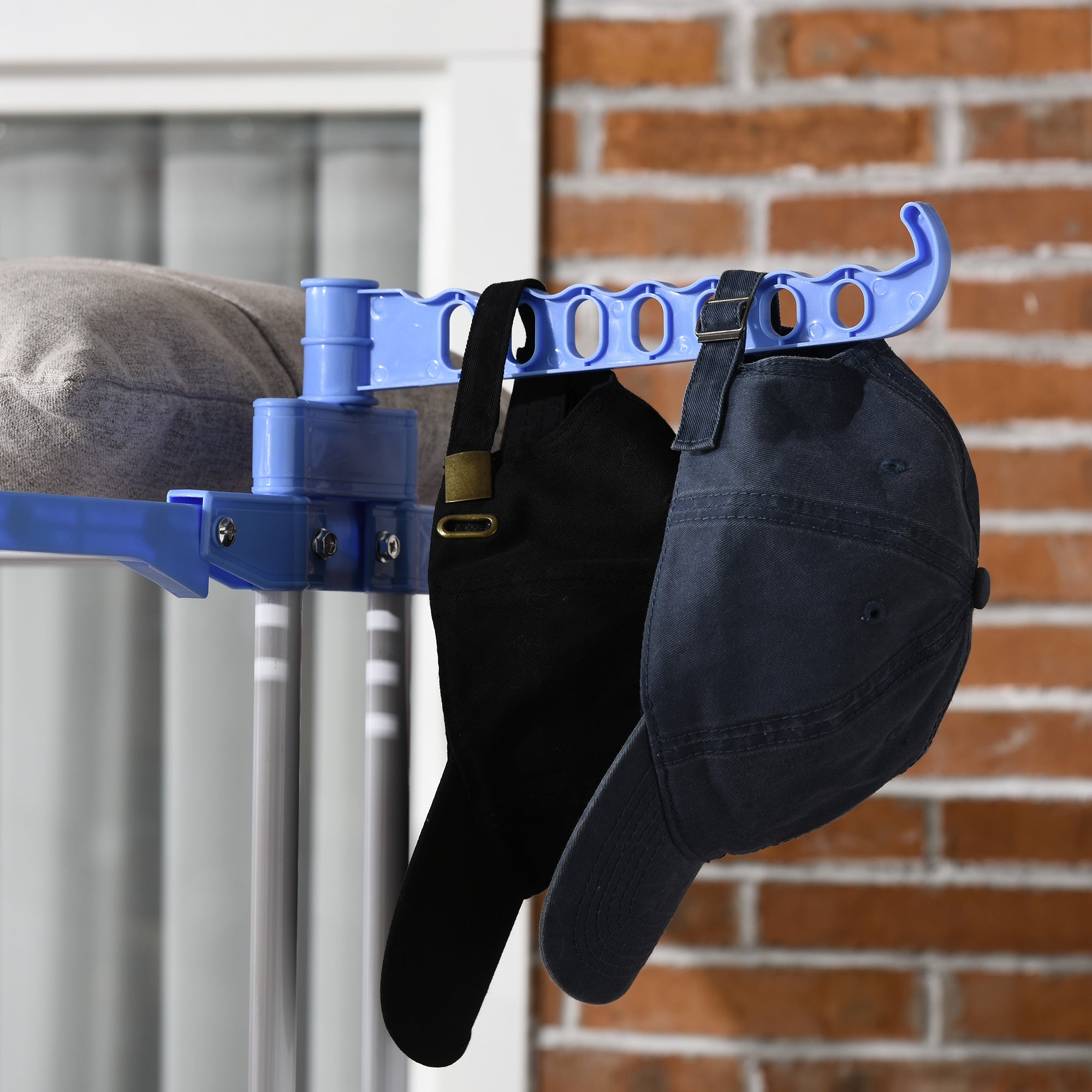 HOMCOM Foldable Clothes Drying Rack, 4-Tier Steel Garment Laundry Rack with Castors for Indoor and Outdoor Use, Blue - North Peak Garden Furniture