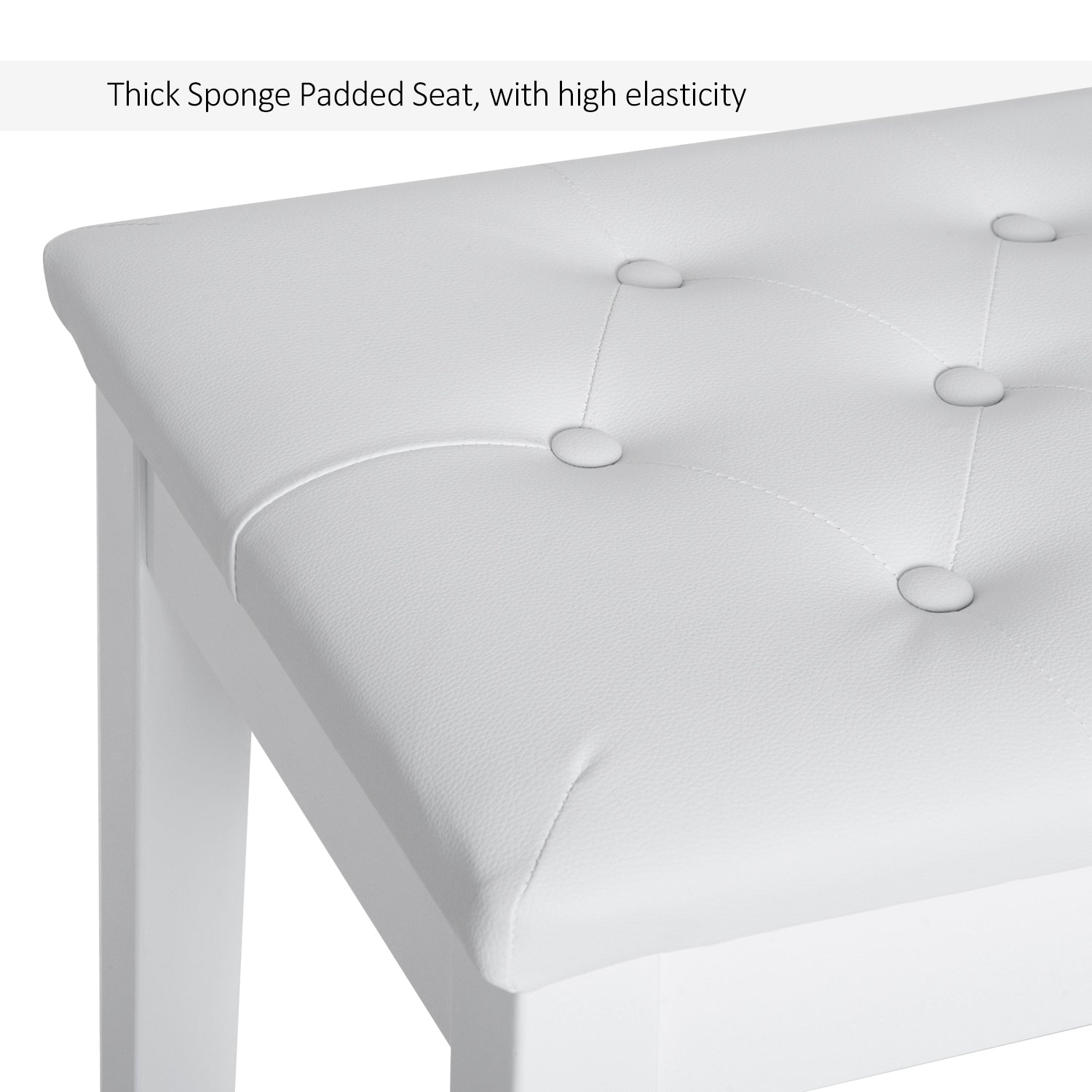 HOMCOM PU Leather Upholstered Piano Stool Makeup Stool Bench Dressing Table Seat with Storage 76x36x50cm, White - North Peak Garden Furniture