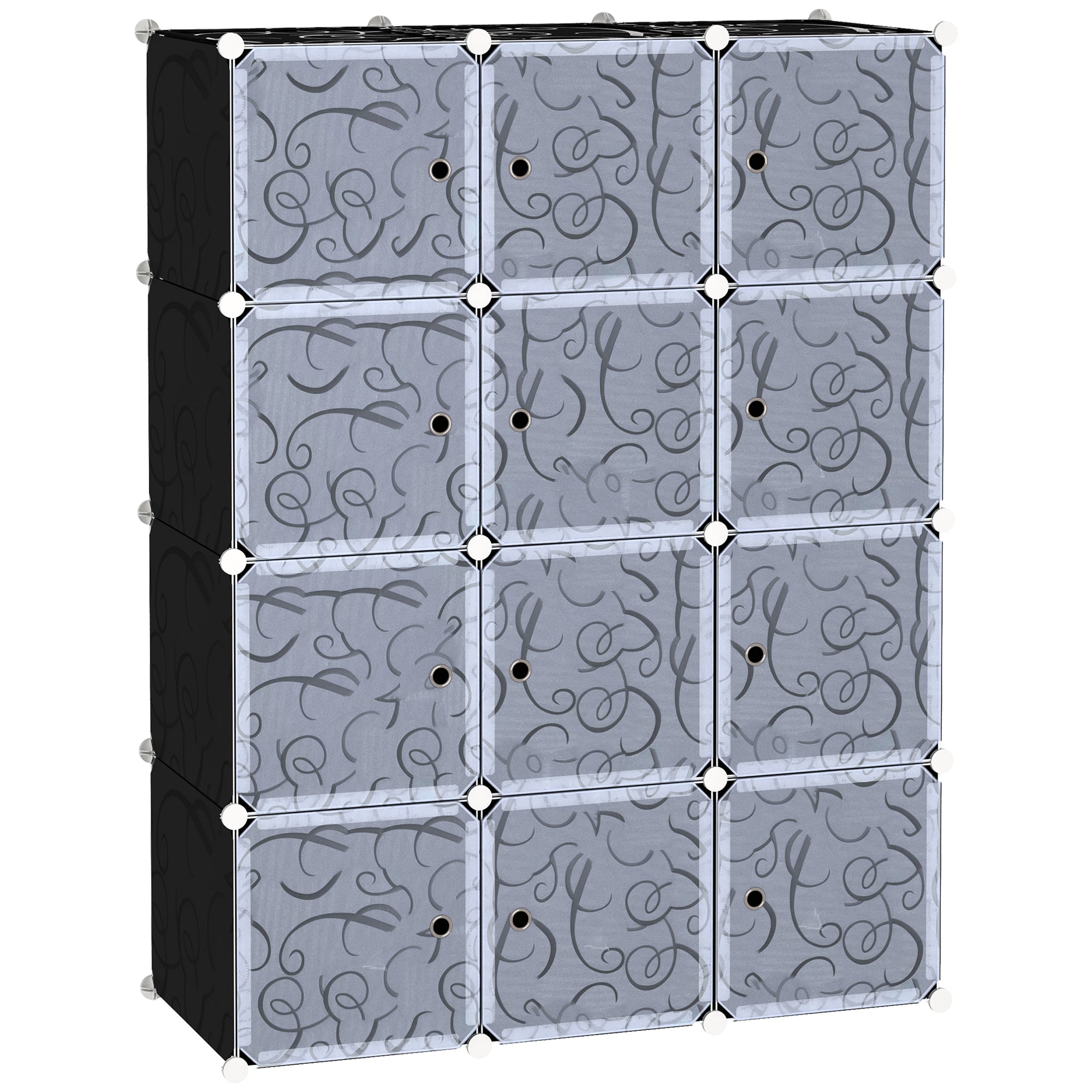 HOMCOM Modular Wardrobe: Interlocking Plastic Cubes for Bedroom Clothes Storage, White Organiser