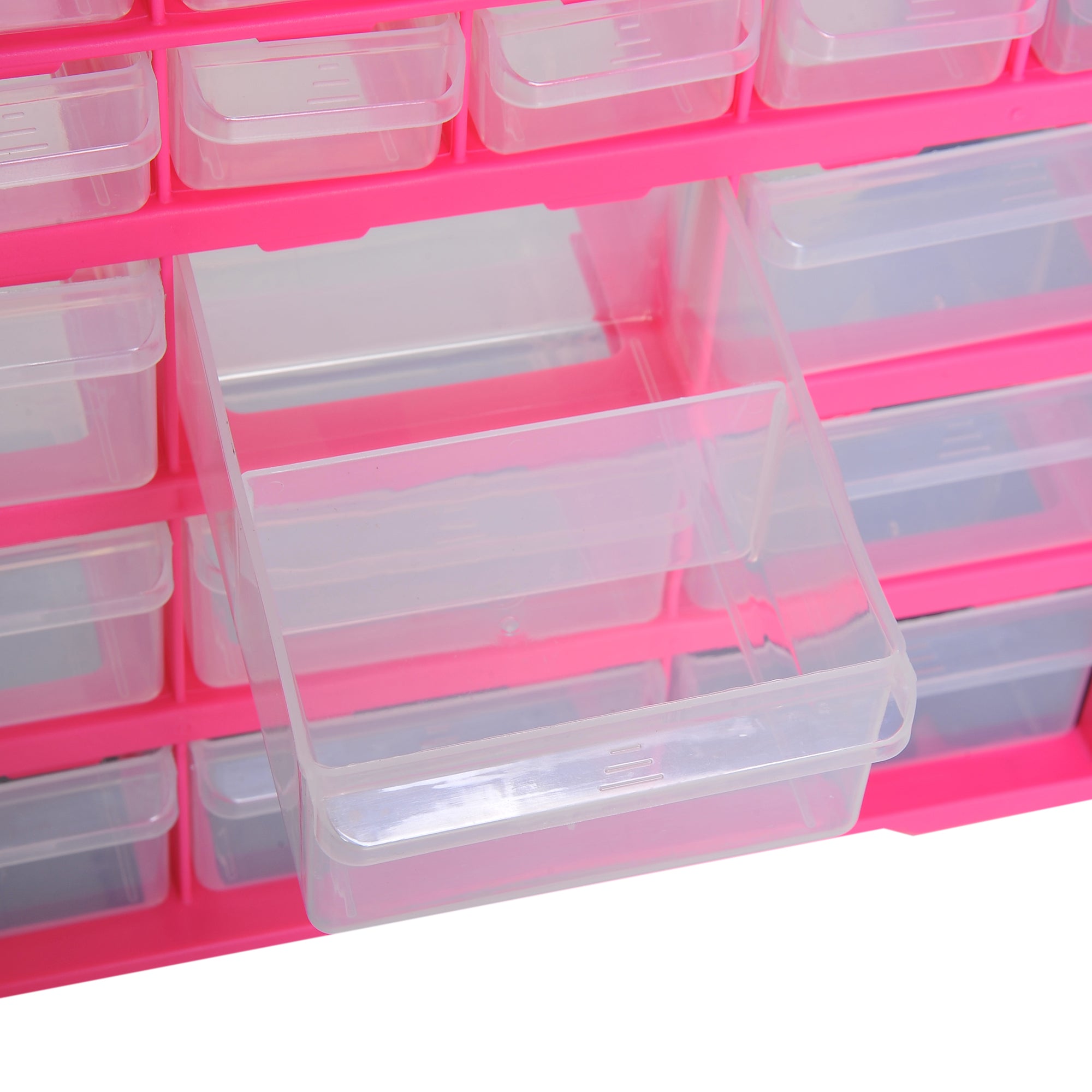 DURHAND Organiser Cabinet: 39 Drawer Plastic Storage Unit for Small Parts, Rose Red