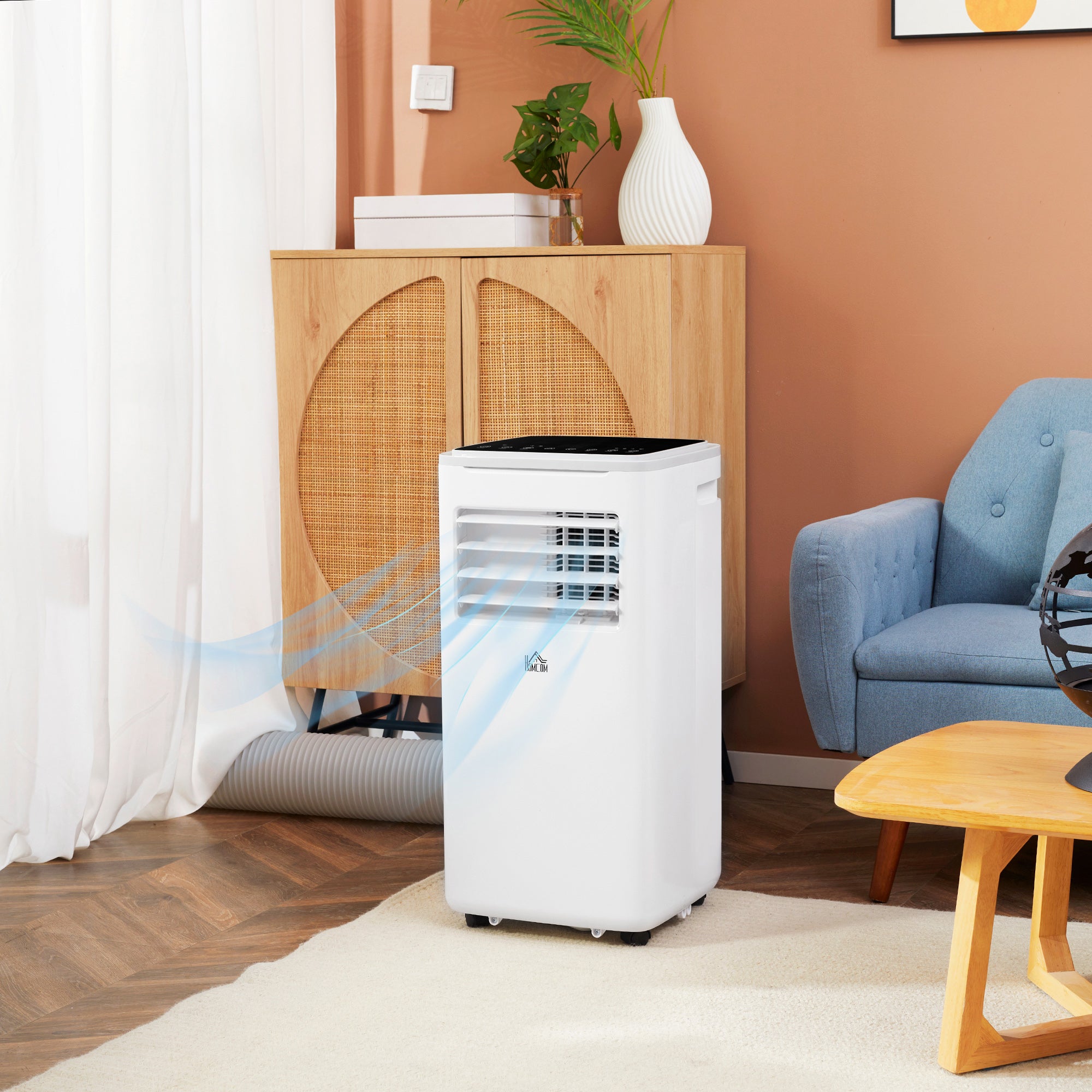 HOMCOM 9000 BTU Portable Air Conditioner, Smart Home WiFi Compatible, 4 in 1 Air Conditioning Unit, Dehumidifier, Fan with Remote, 24H Timer, Window Venting Kit, 20m², R290, A Energy Efficiency