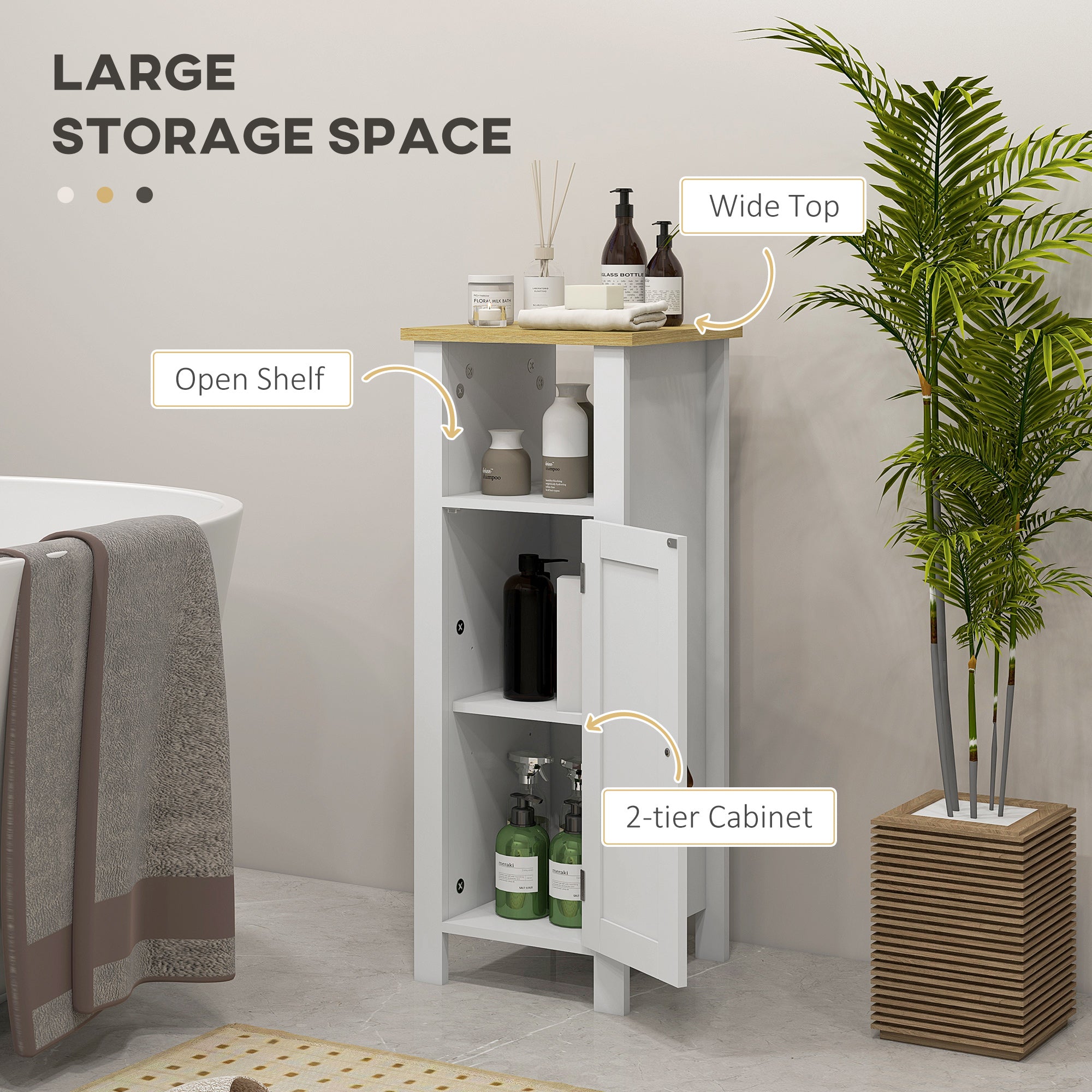 kleankin Slim Bathroom Storage Cabinet - White - North Peak Garden Furniture