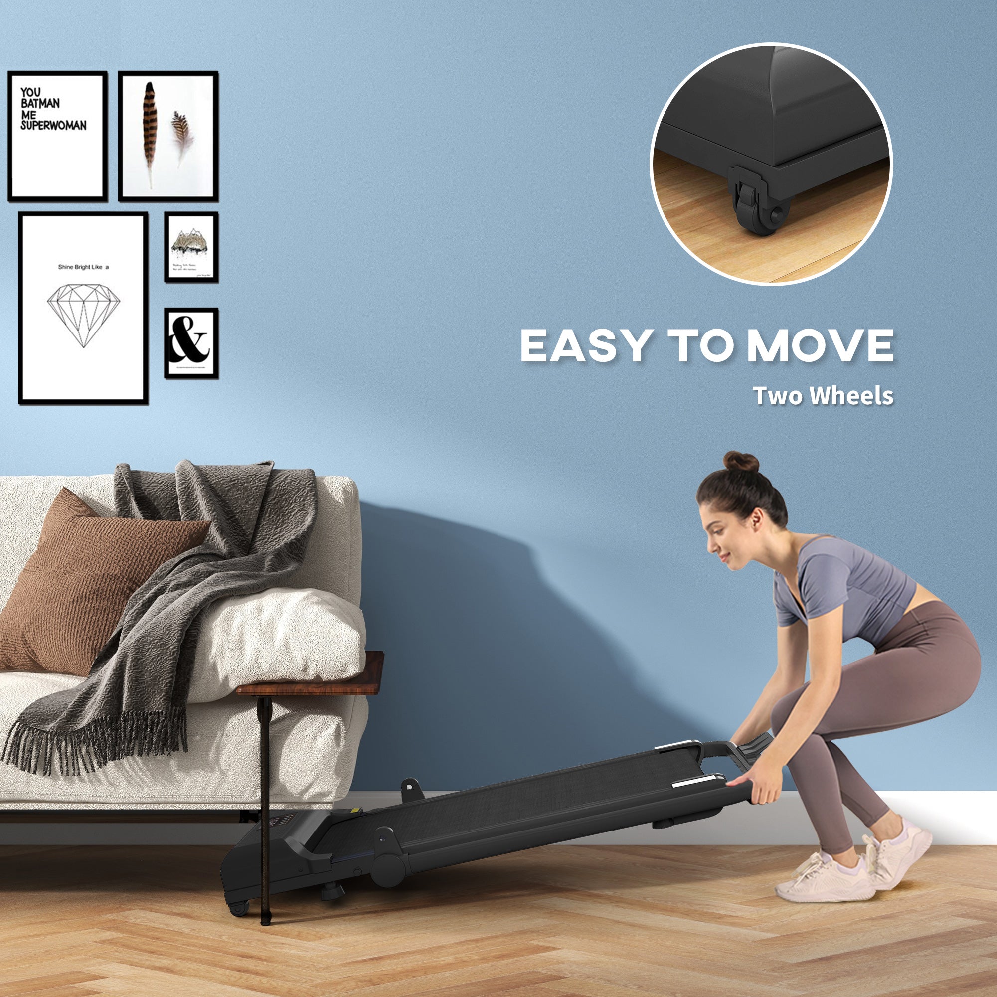 HOMCOM 2.5HP Walking Pad Treadmill, Folding Under Desk Treadmill, Walking Machine, 1-10km/h, with Remote Control - North Peak Garden Furniture