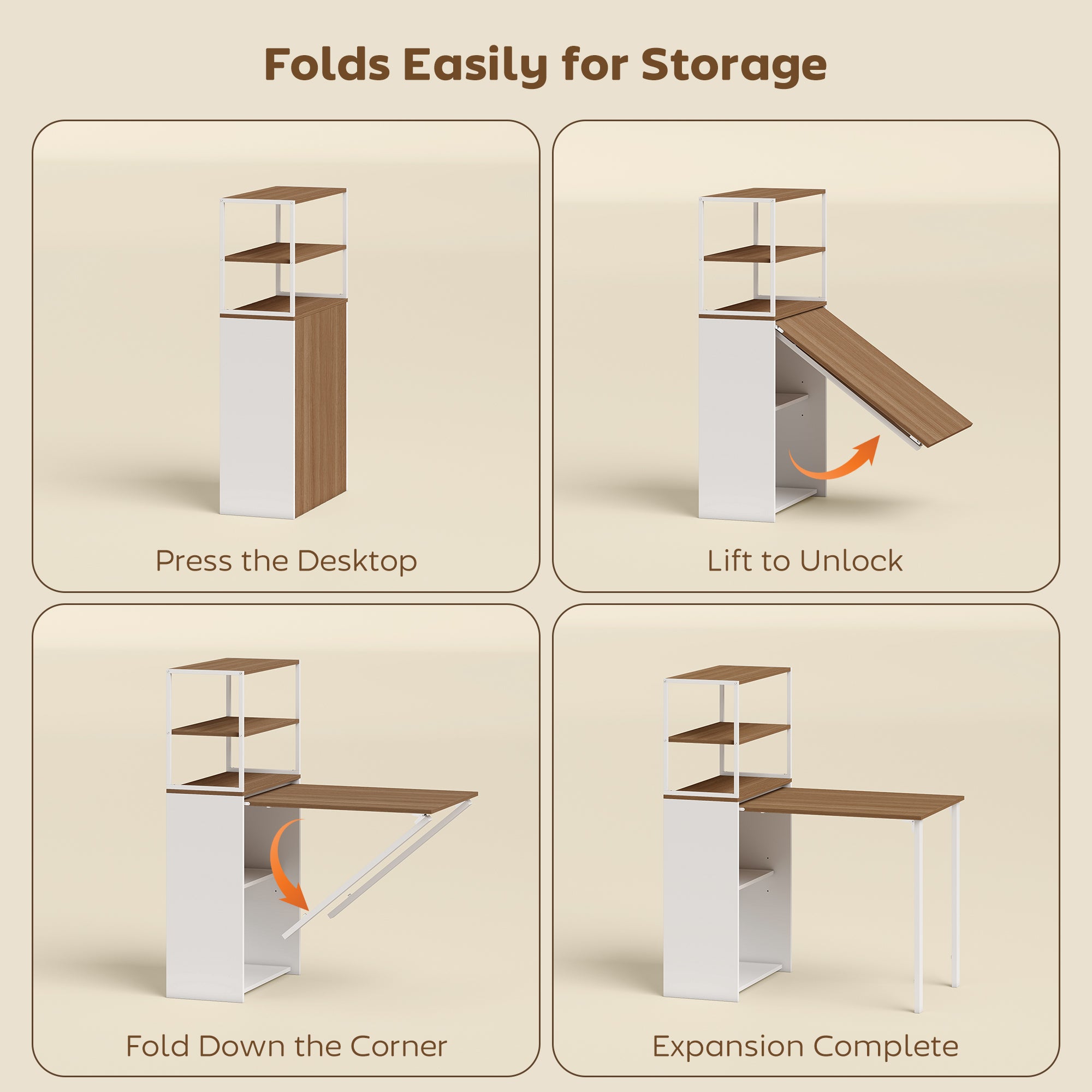 HOMCOM Folding Shelf and Work Table - Natural
