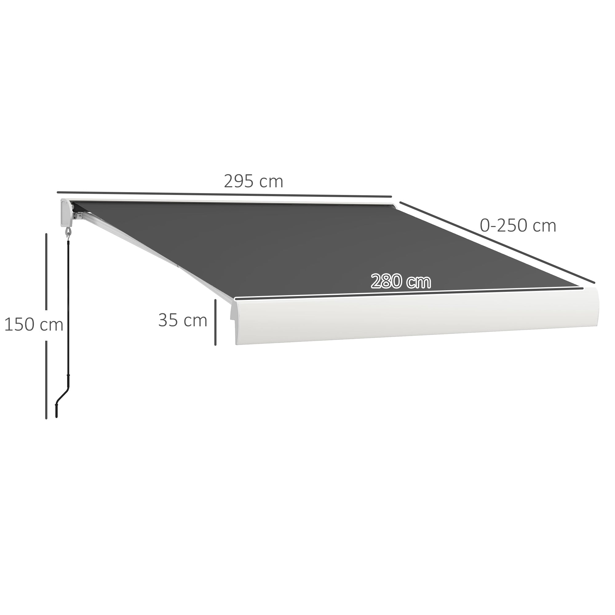 Outsunny 2.5 x 3m Electric Cassette Awning, with Remote - Grey - North Peak Garden Furniture