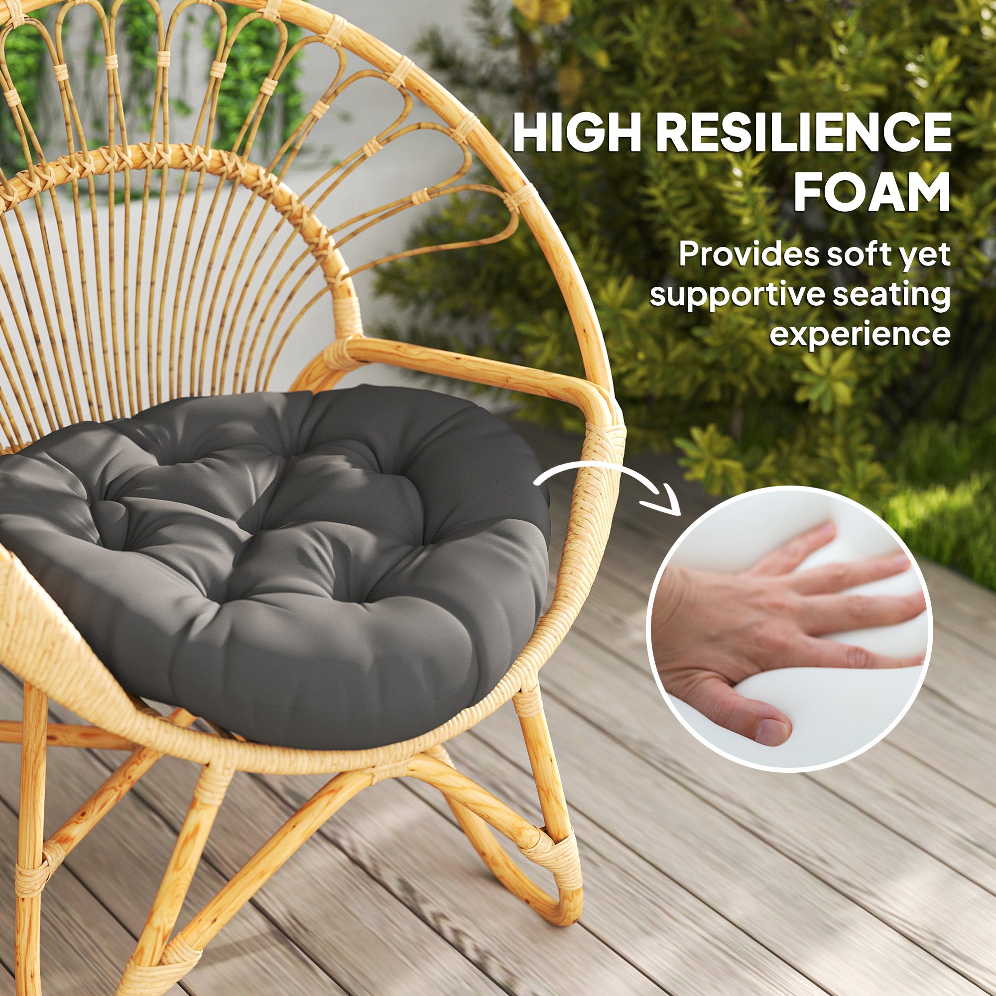 Outsunny Set of Two Φ60cm Outdoor Cushions - Dark Grey - North Peak Garden Furniture