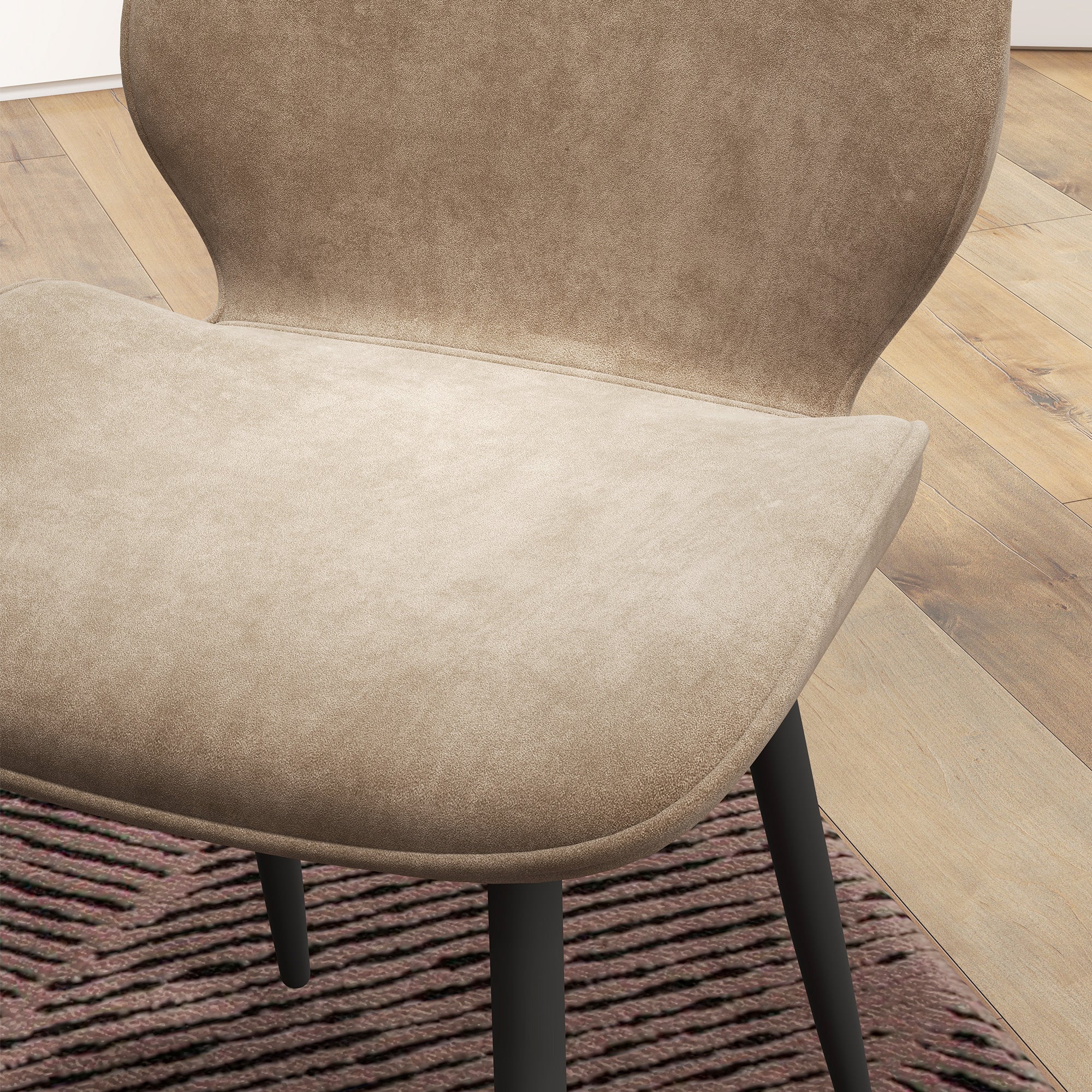 HOMCOM Velvet Dining Chairs, Set of 2 Dining Room Chairs with Metal Legs for Living Room, Dining Room, Light Brown - North Peak Garden Furniture