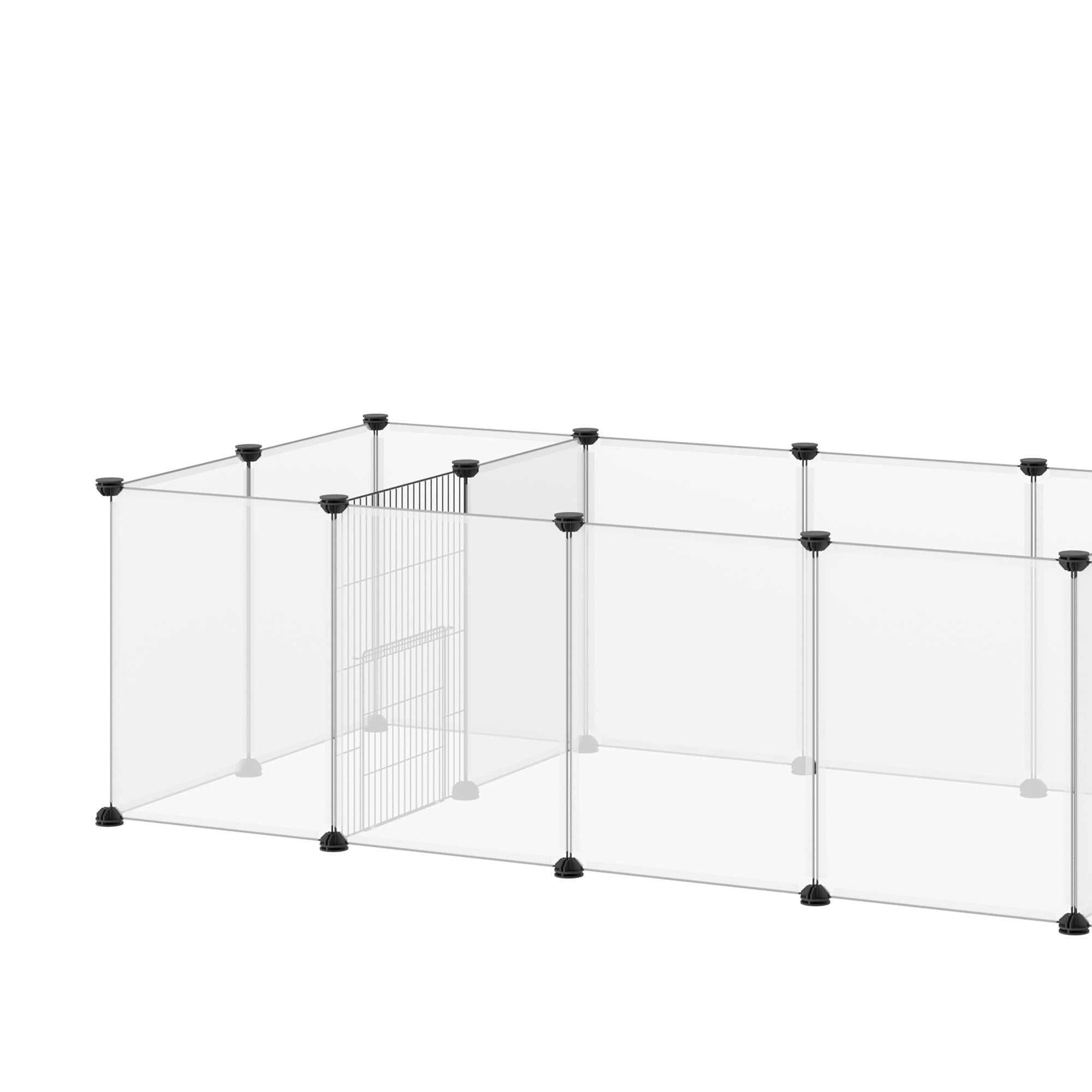 PawHut 18-Panel Small Animal Cage, Pet Playpen, for Guinea Pigs, Hedgehogs - White - North Peak Garden Furniture