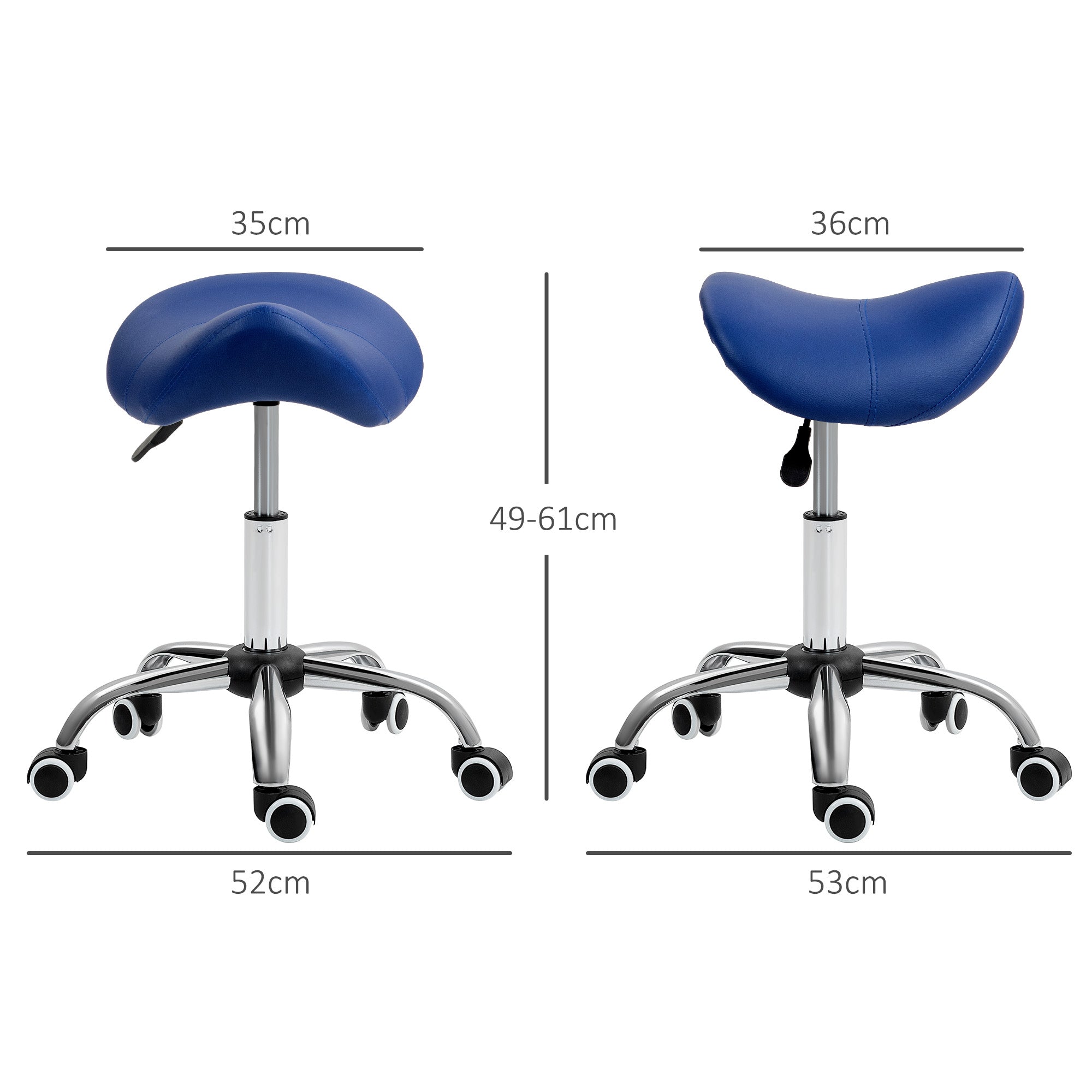 HOMCOM Saddle Stool, Height Adjustable Salon Chair for Massage Spa, Faux Leather, Brown - North Peak Garden Furniture