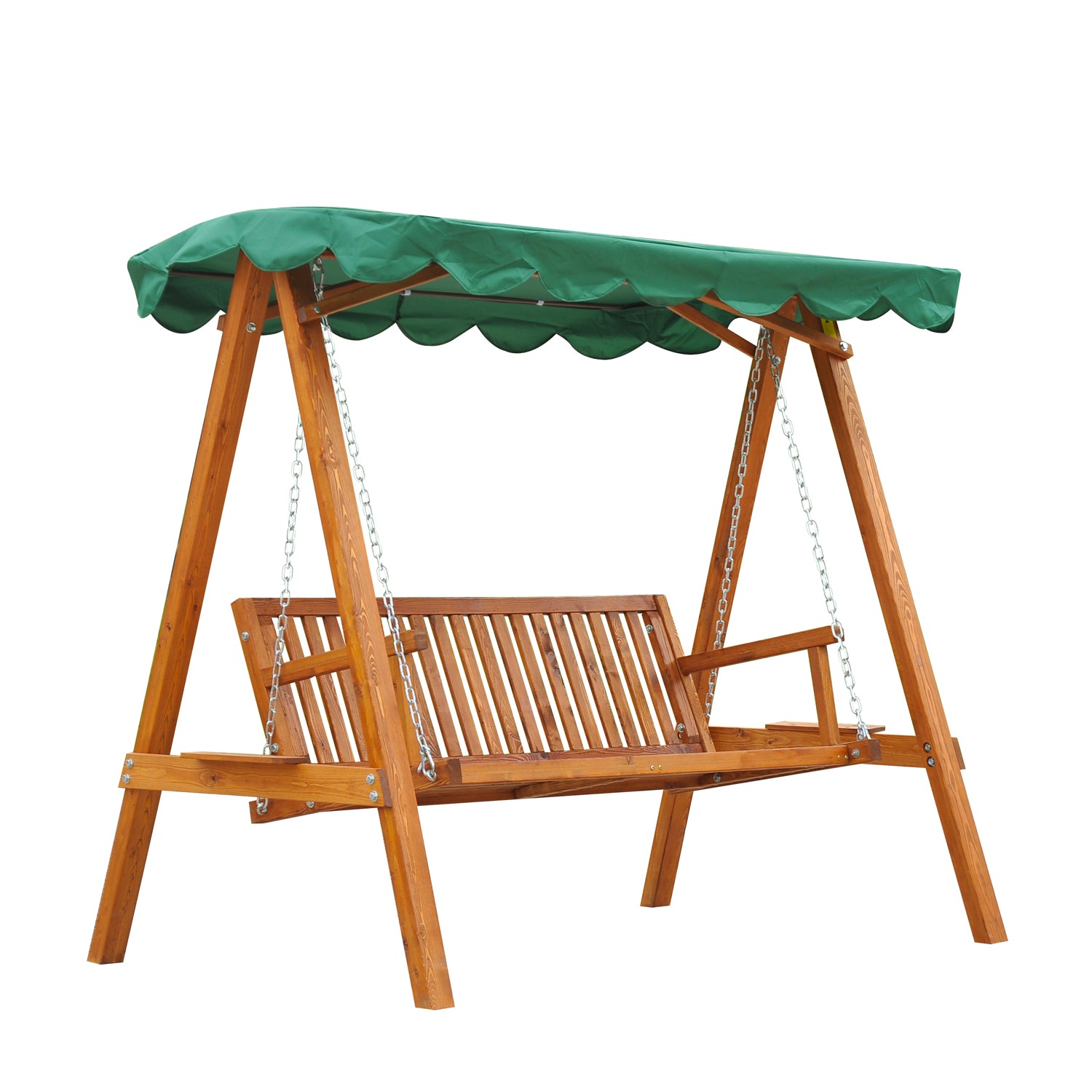 Outsunny 3-Seater Wooden Garden Swing Chair Seat Bench, Green