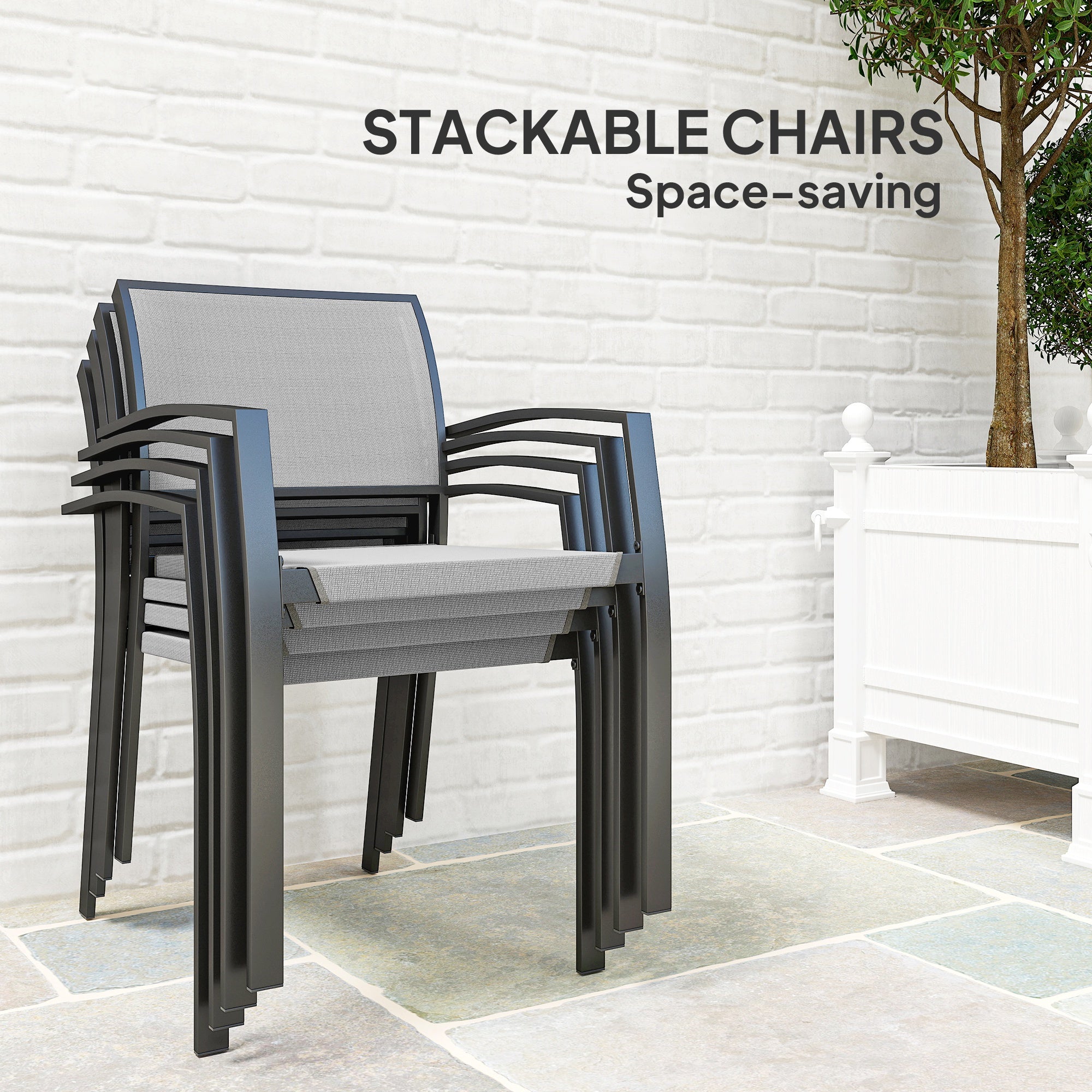 Outsunny Five-Piece Outdoor Garden Dining Set - Grey - North Peak Garden Furniture