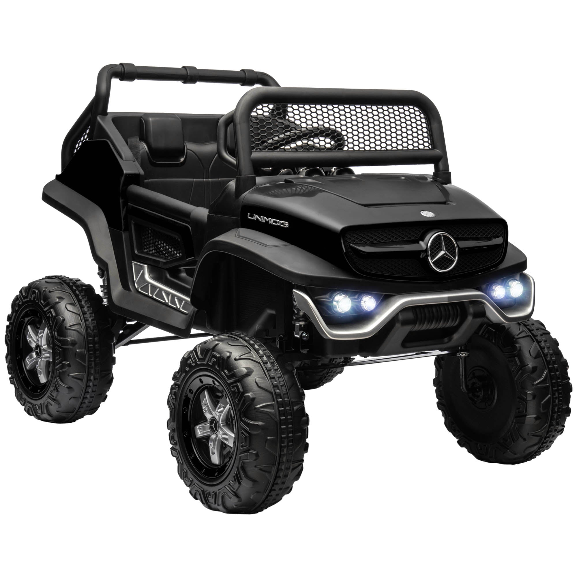 HOMCOM 12V Licensed Mercedes-Benz Unimog, Kids Electric Ride on Car, with Remote Control, Horn, Light, MP3 - Black