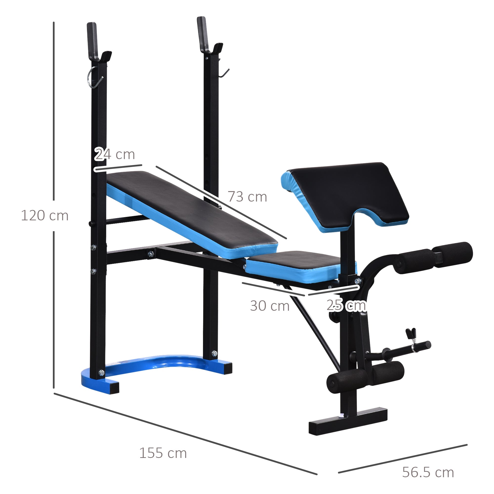 HOMCOM Adjustable Weight Bench with Leg Developer Barbell Rack for Lifting and Strength Training Multifunctional Workout Station for Home Gym Fitness, Black - North Peak Garden Furniture