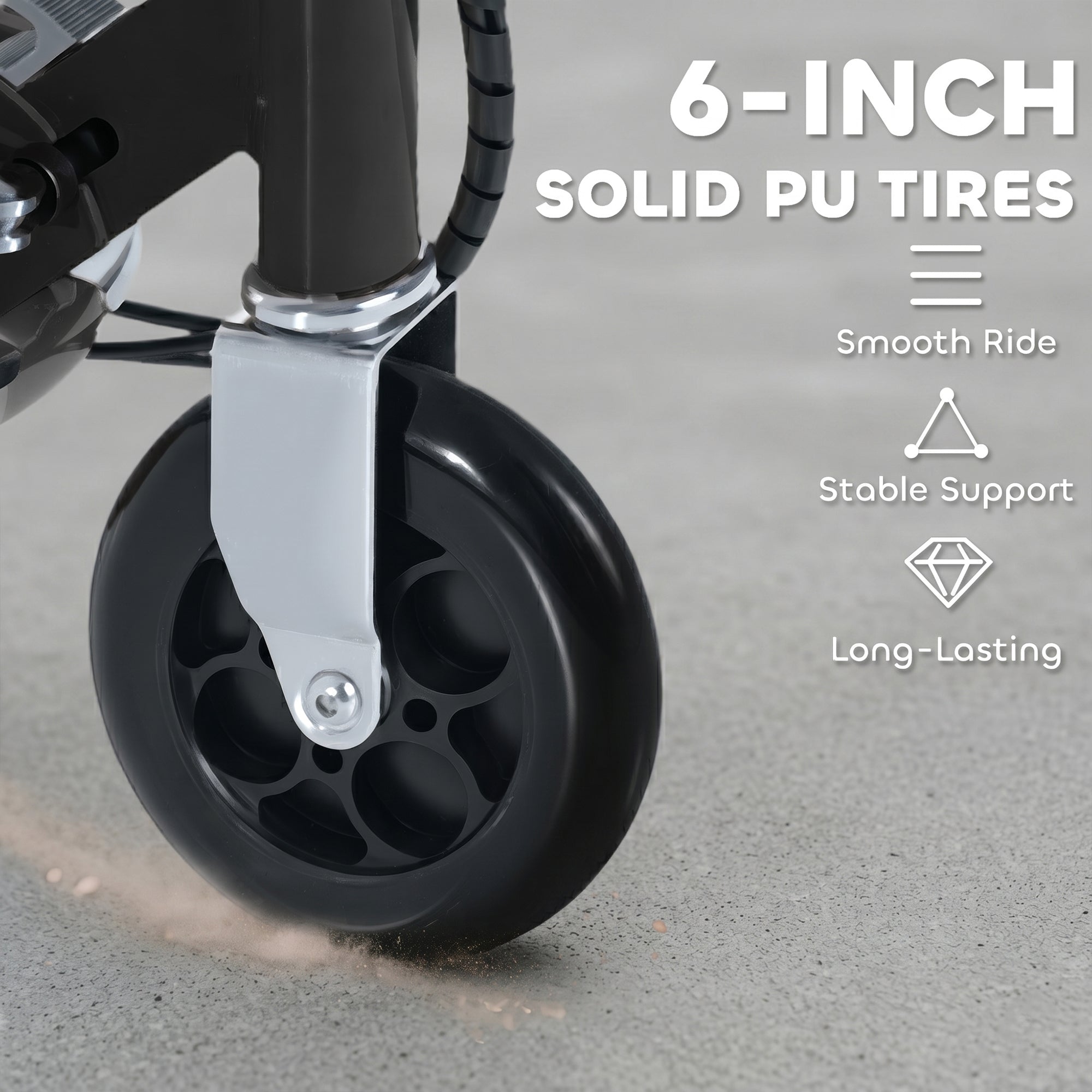 HOMCOM 120W Foldable Powered Scooters with 24V Rechargeable Battery, Adjustable Ride on Toy (Black)