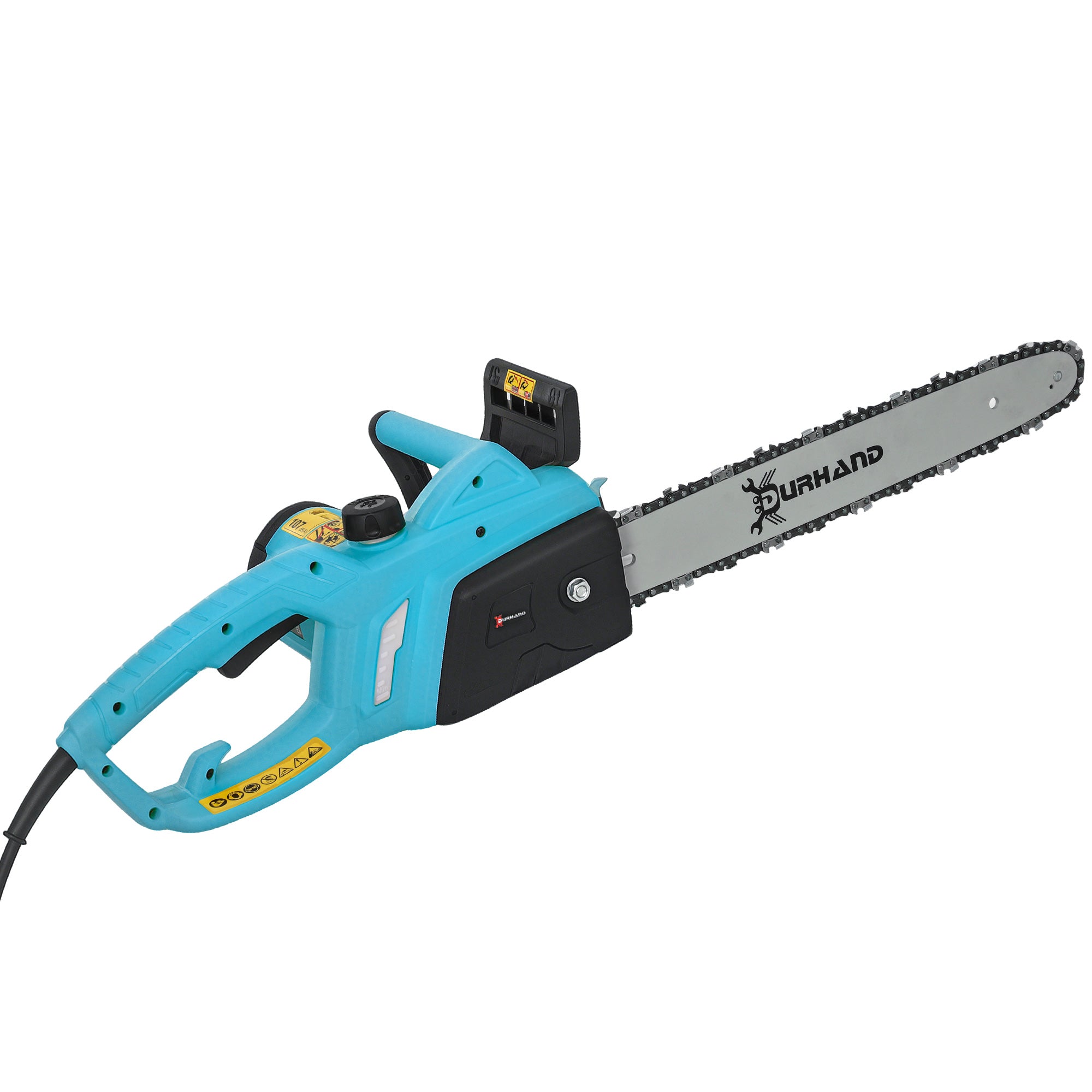 DURHAND Aluminium Chainsaw with Double Brake Protection and Blade Cover, 2000 W, 40 cm, for Wood, Trees and Branches, Blue - North Peak Garden Furniture