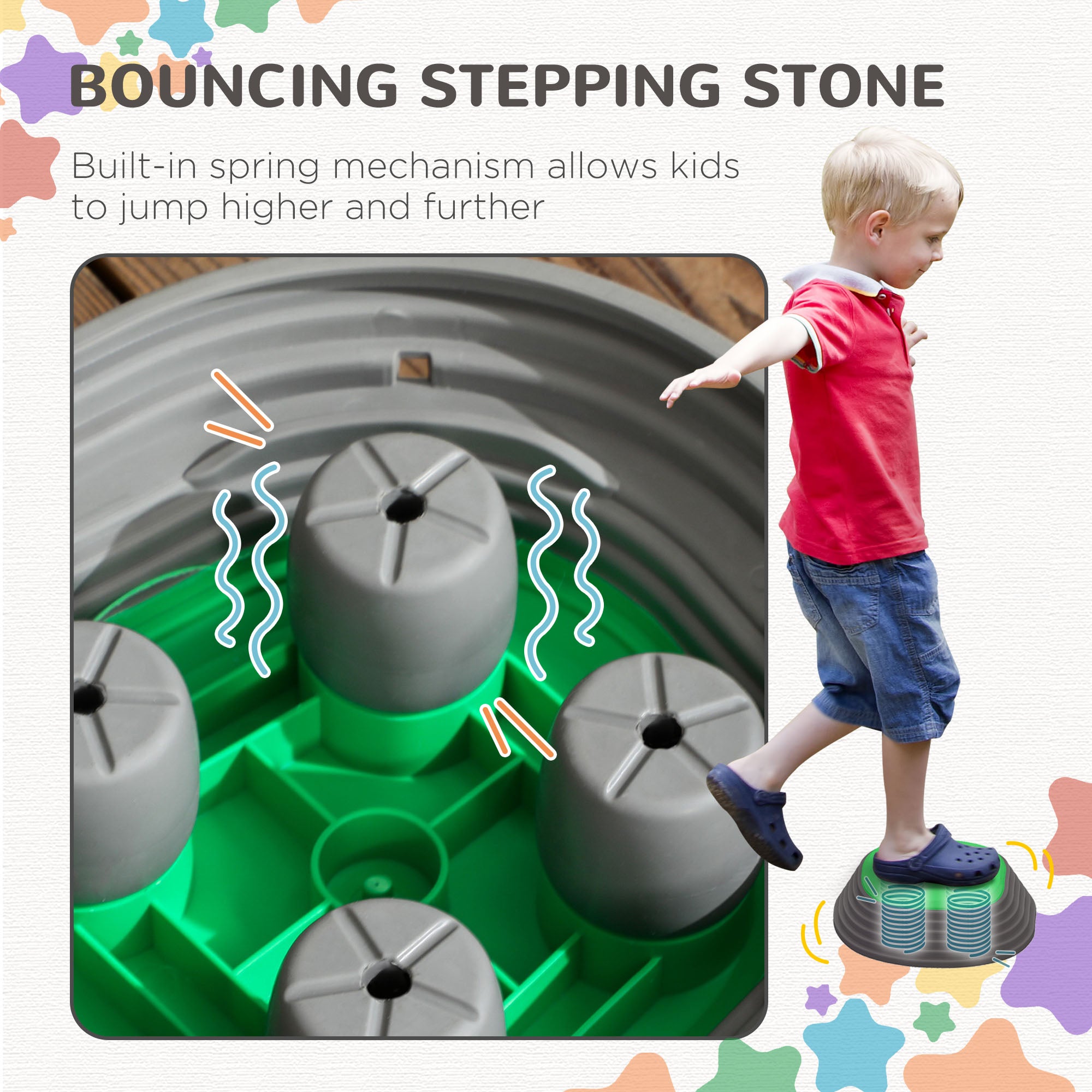 ZONEKIZ Kids Stepping Stones, 11 Pieces Balance River Stones for Obstacle Course, Stackable Non-Slip Starfish Shape, Sensory Play for Indoors, Outdoors - North Peak Garden Furniture