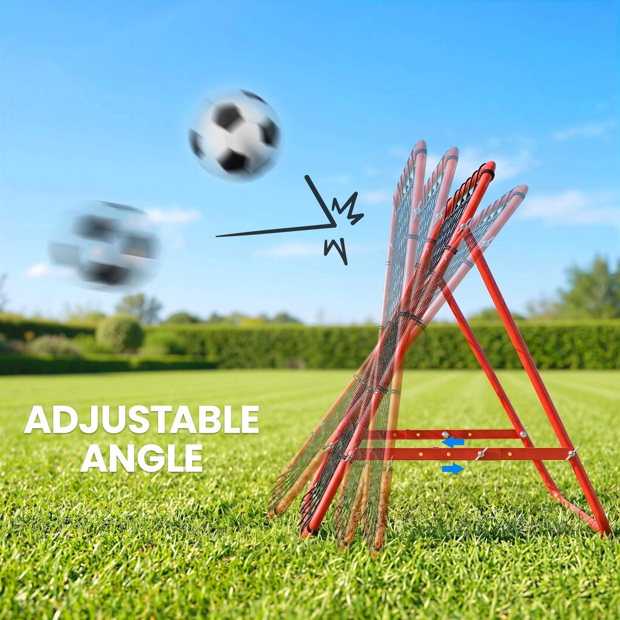 HOMCOM Rebounder Net, Practise Kickback Goal, for Teens, Adults Training - Red