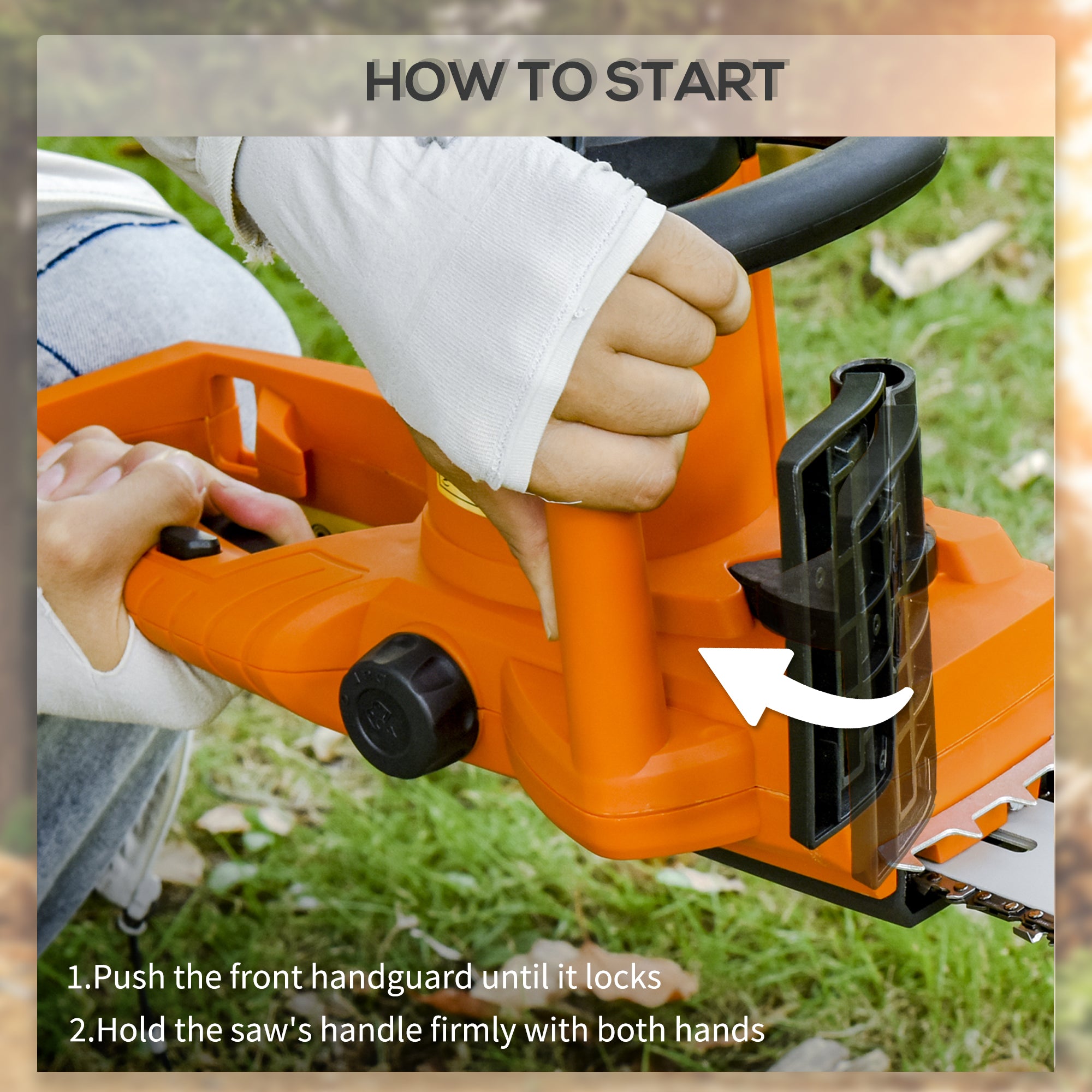 DURHAND Aluminium Electric Chainsaw with Double Brake Protection and Blade Cover, 2000 W, 40 cm, for Wood, Trees and Branches, Orange - North Peak Garden Furniture