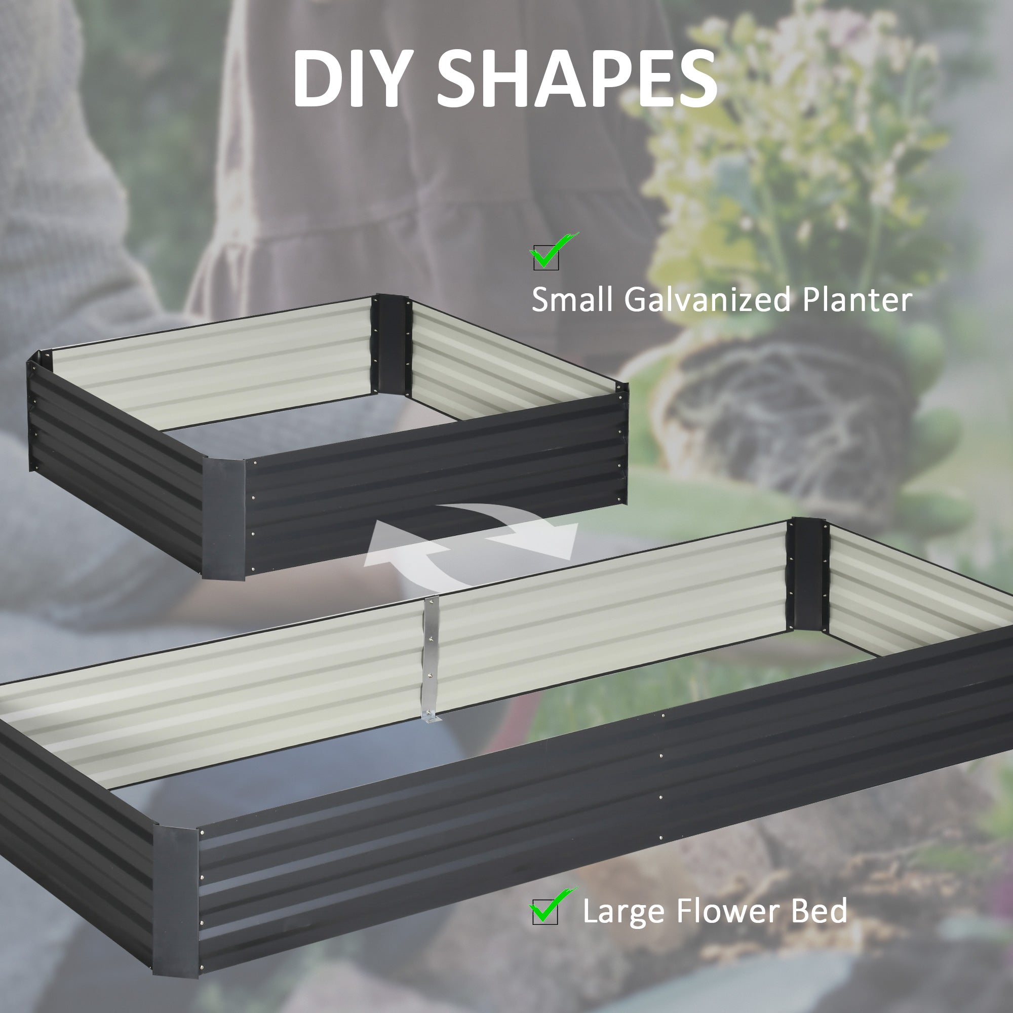 Outsunny Metal Raised Garden Bed Planter Box Outdoor Planters for Growing Flowers, Herbs, Grey, 241x90.5x30cm - North Peak Garden Furniture